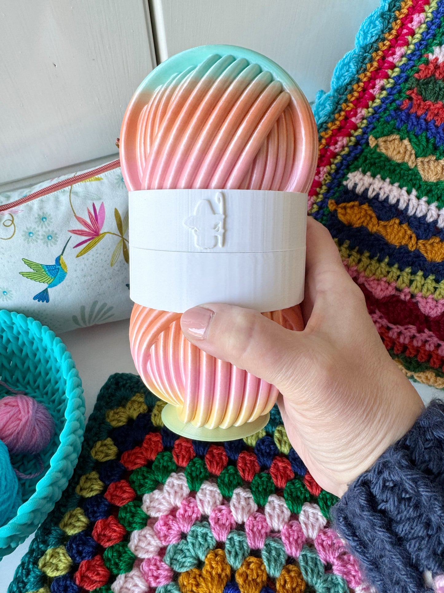 Contrast Band Mystery Pot, 3D Printed Filled Yarn Ball Container