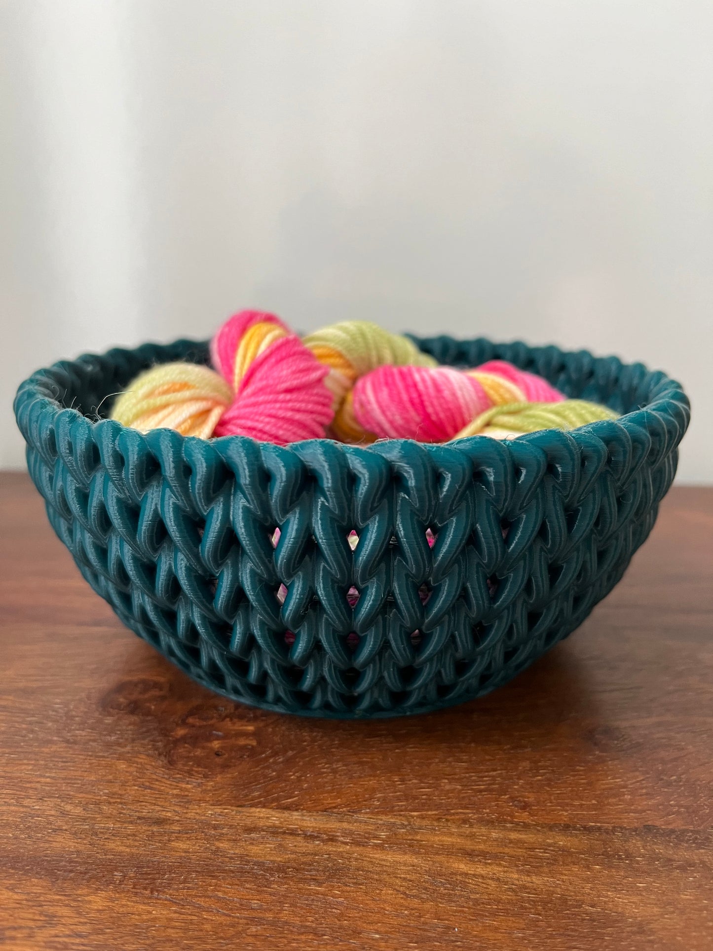 3D Printed Knitted Look Bowl, Yarn Storage Basket, Trinket Dish, Crochet Photo Props
