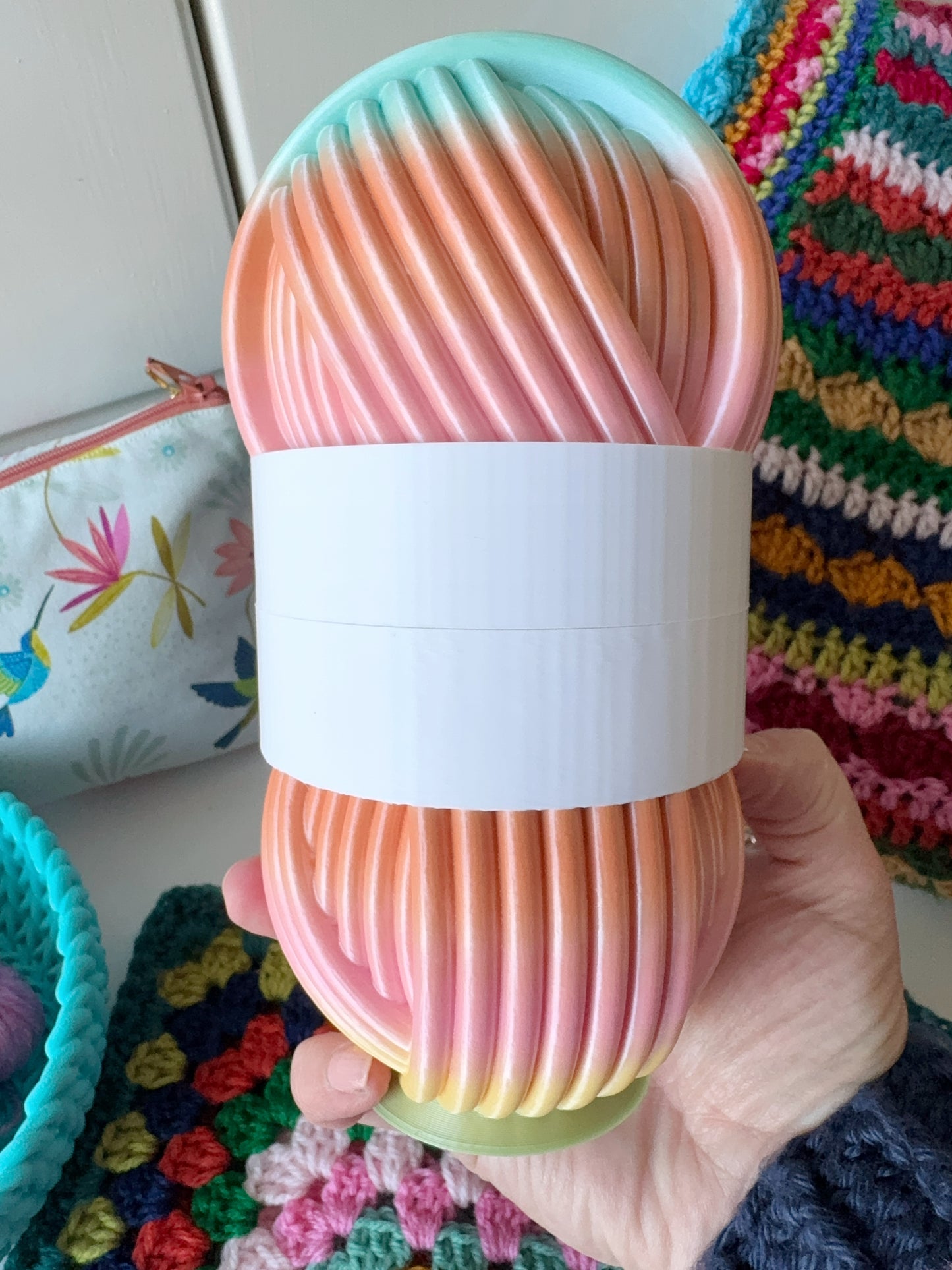 Contrast Band Mystery Pot, 3D Printed Filled Yarn Ball Container