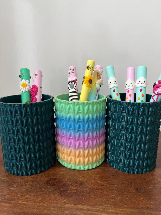3D Printed Knitted Look Crochet Hook Pot, Crochet Hook Pen Storage Pot, Choose Your Colour