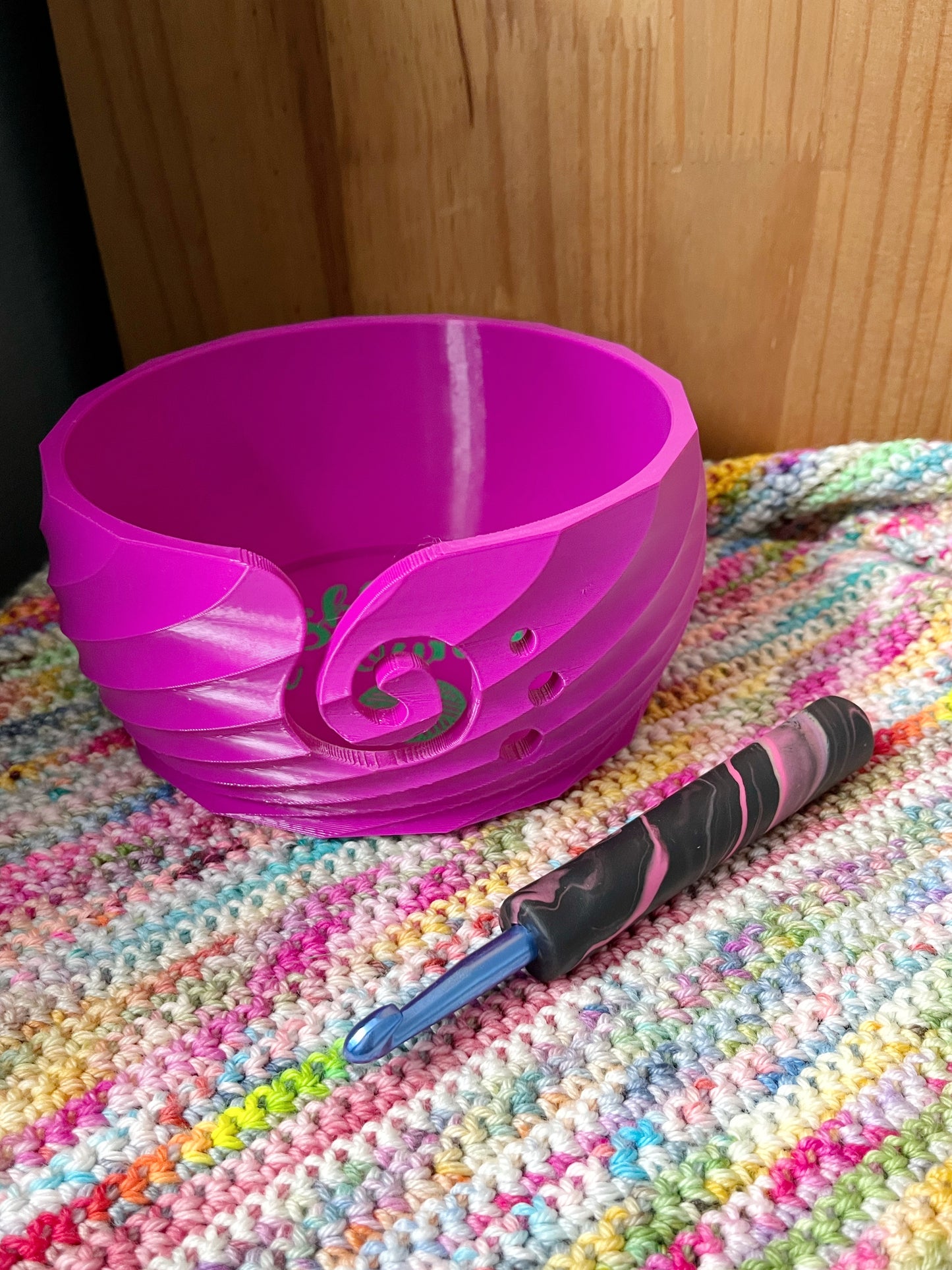 Shh I’m Counting Magenta Twisted 3D Printed Yarn Bowl