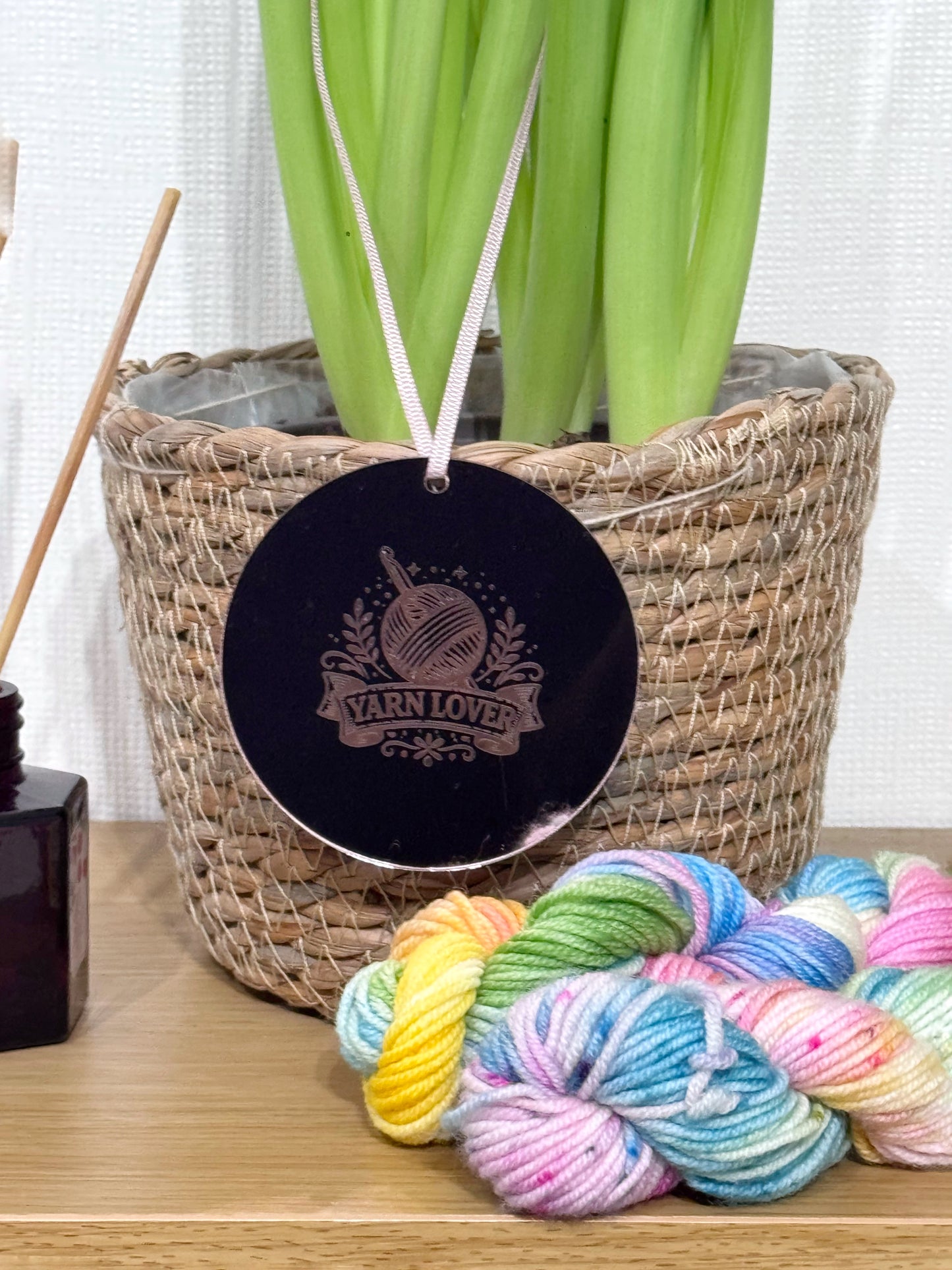 Rose Gold Yarn Lover Hanging Decoration for Crocheters