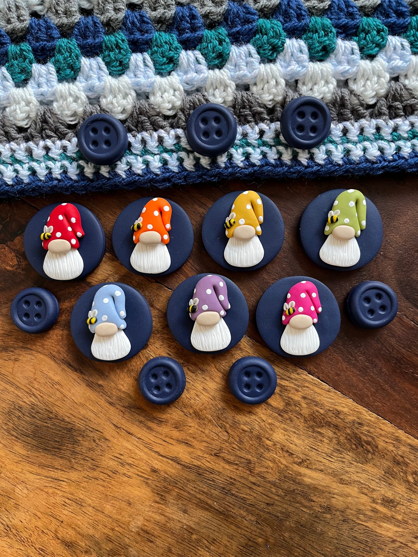 Rainbow bee hat gnome magnetic needle minder, gonk needle holder, cross stitch gifts, gift for her, Tomte sewing magnet