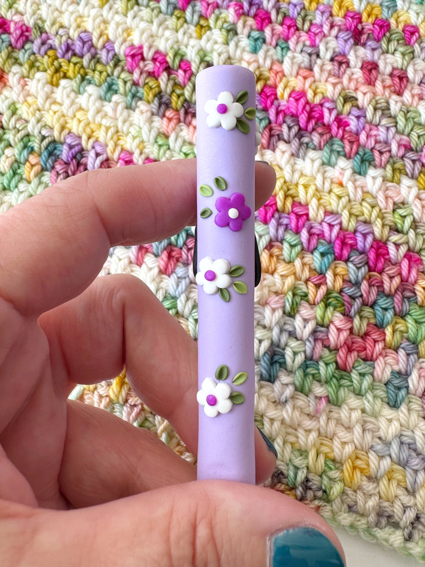 Black Cat Crochet Hook, Polymer Clay Kitten Crochet Hook