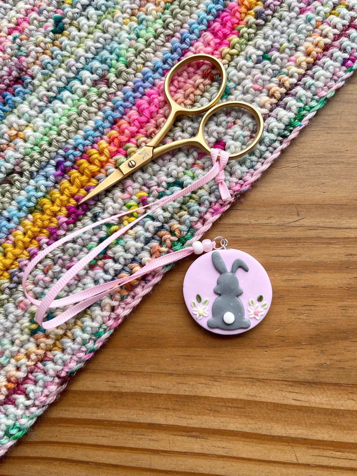 Easter bunny scissor fob, embroidery scissor charm, cross stitch sewing accessories