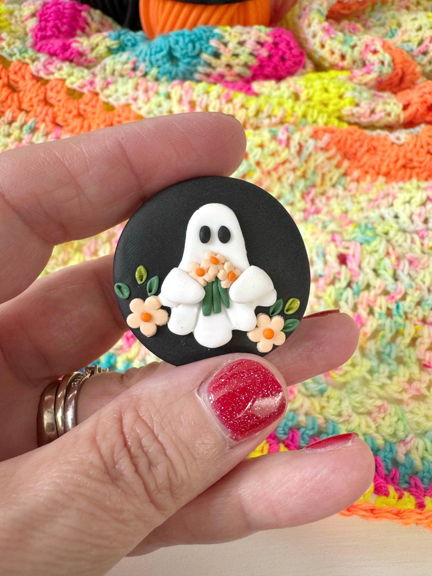 Flower Ghost Magnetic Needle Minder, Halloween Magnetic Needle Holder