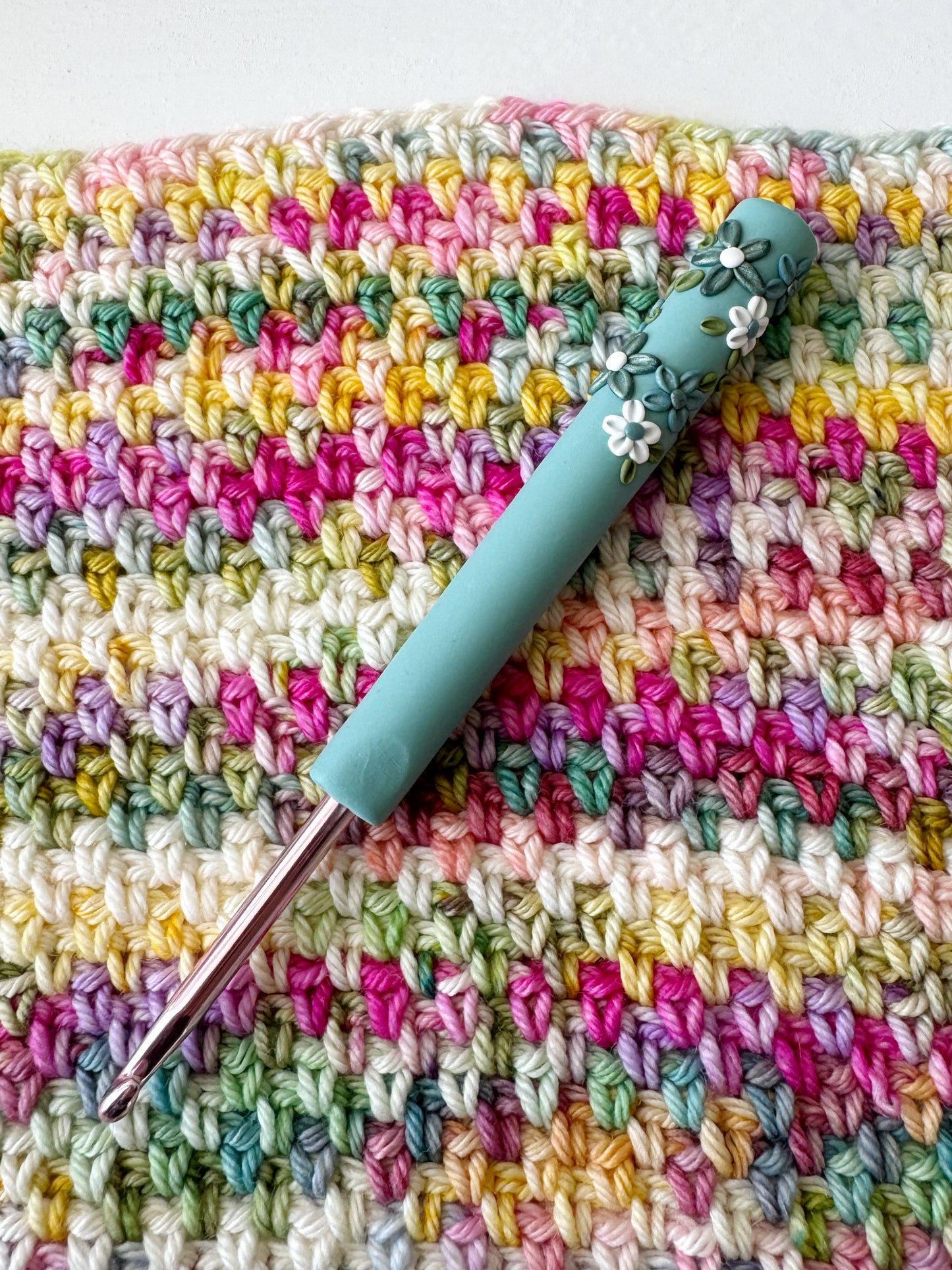 Pastel Flower Crochet Hook Set, Polymer Clay Rainbow Crochet Hooks