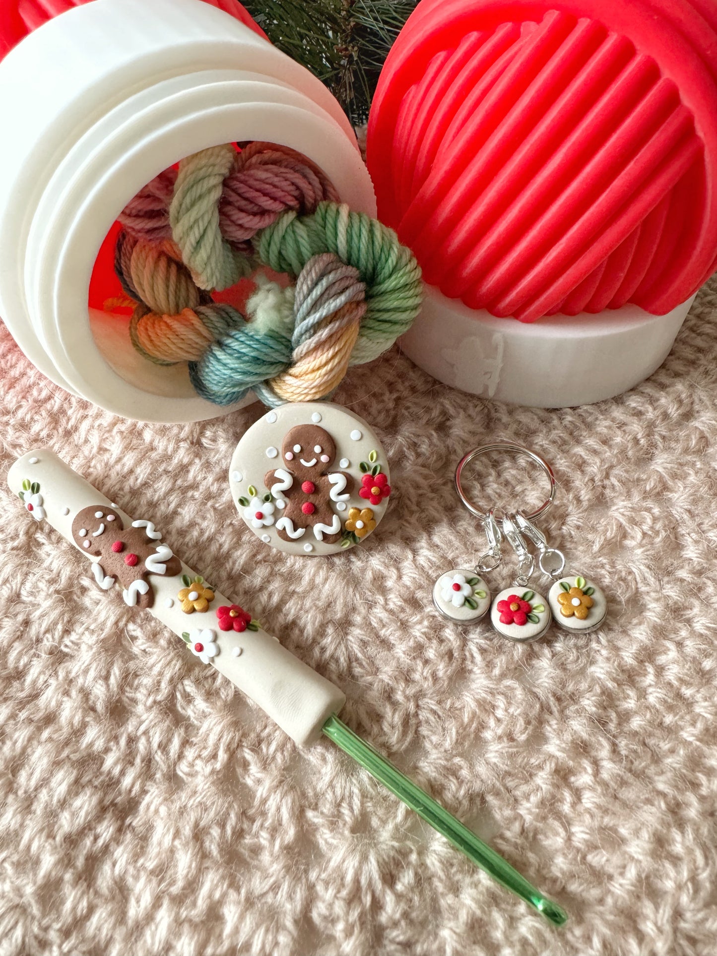 Christmas Yarn Ball Pot Gingerbread Theme, 3D Printed Christmas Gift Set