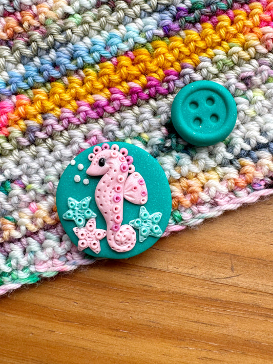 Jade Seahorse Needle Minder, Sewing Magnet, Magnetic Cover Minder