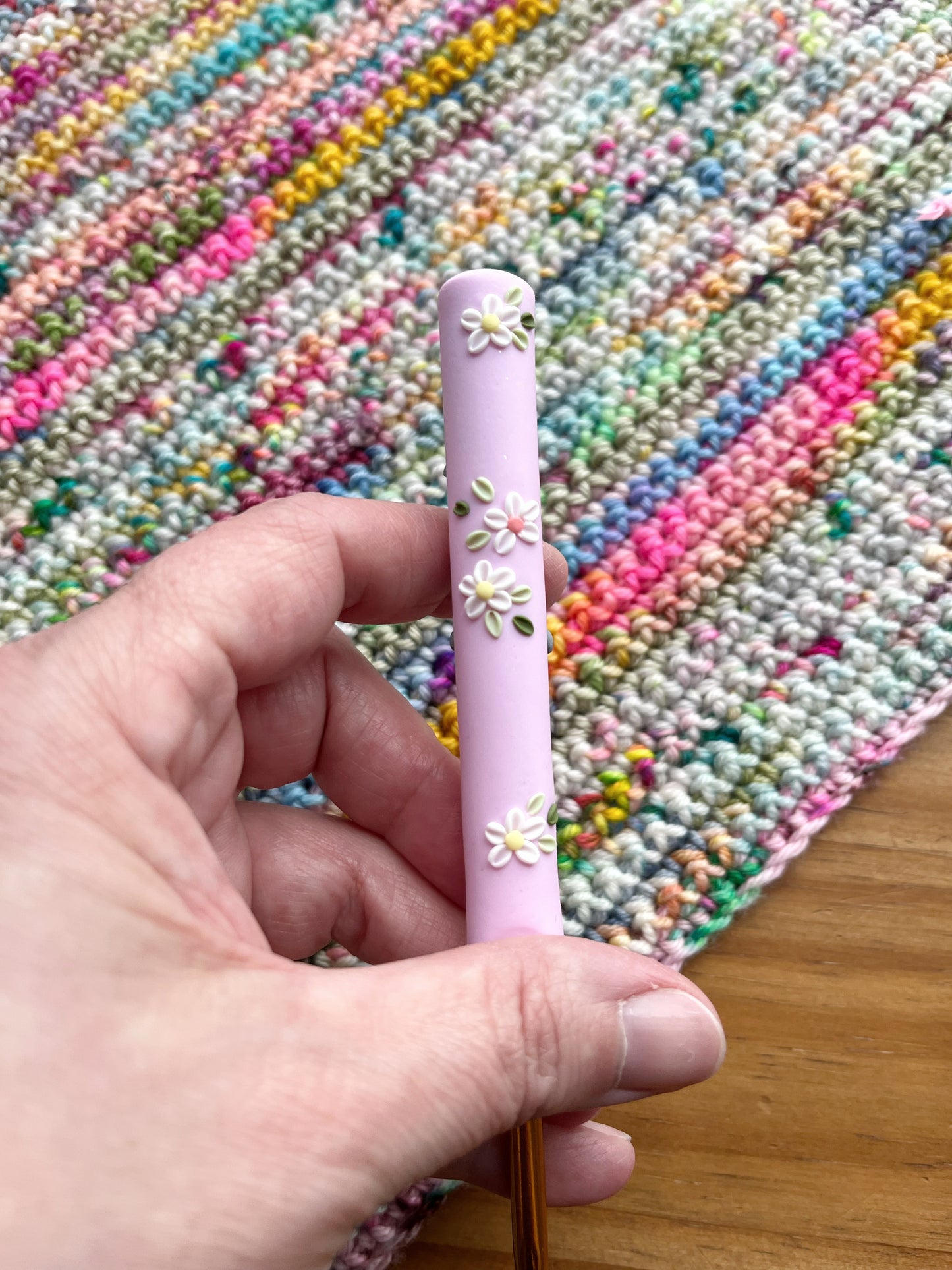 Easter bunny polymer clay crochet hook, ergonomic crochet hooks