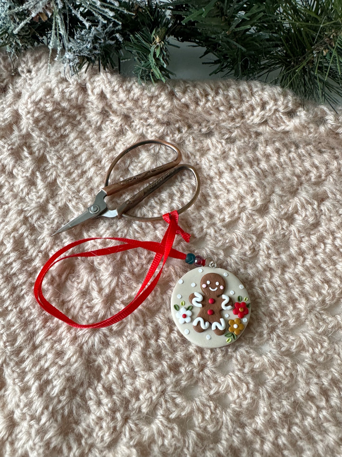 Gingerbread Man Scissor Fob, Christmas Scissor Fob