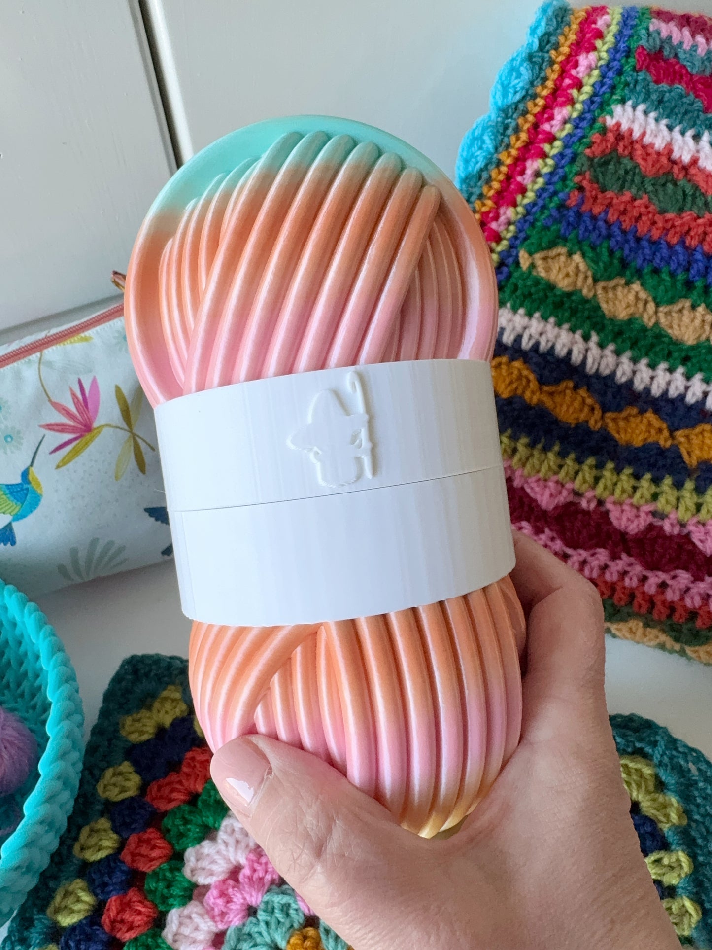 Contrast Band Mystery Pot, 3D Printed Filled Yarn Ball Container