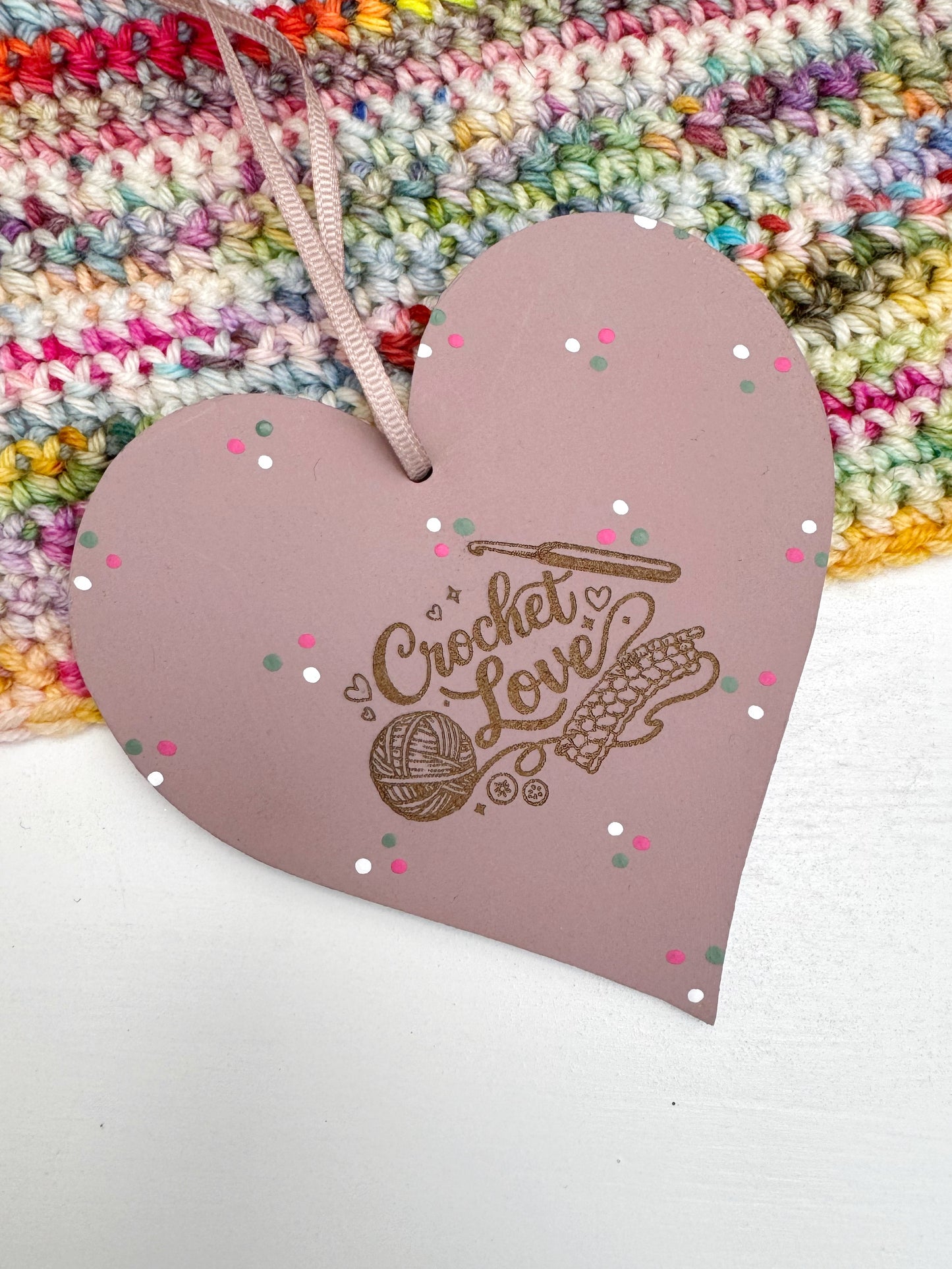 Crochet Love Hanging Heart, Craft Room Sign