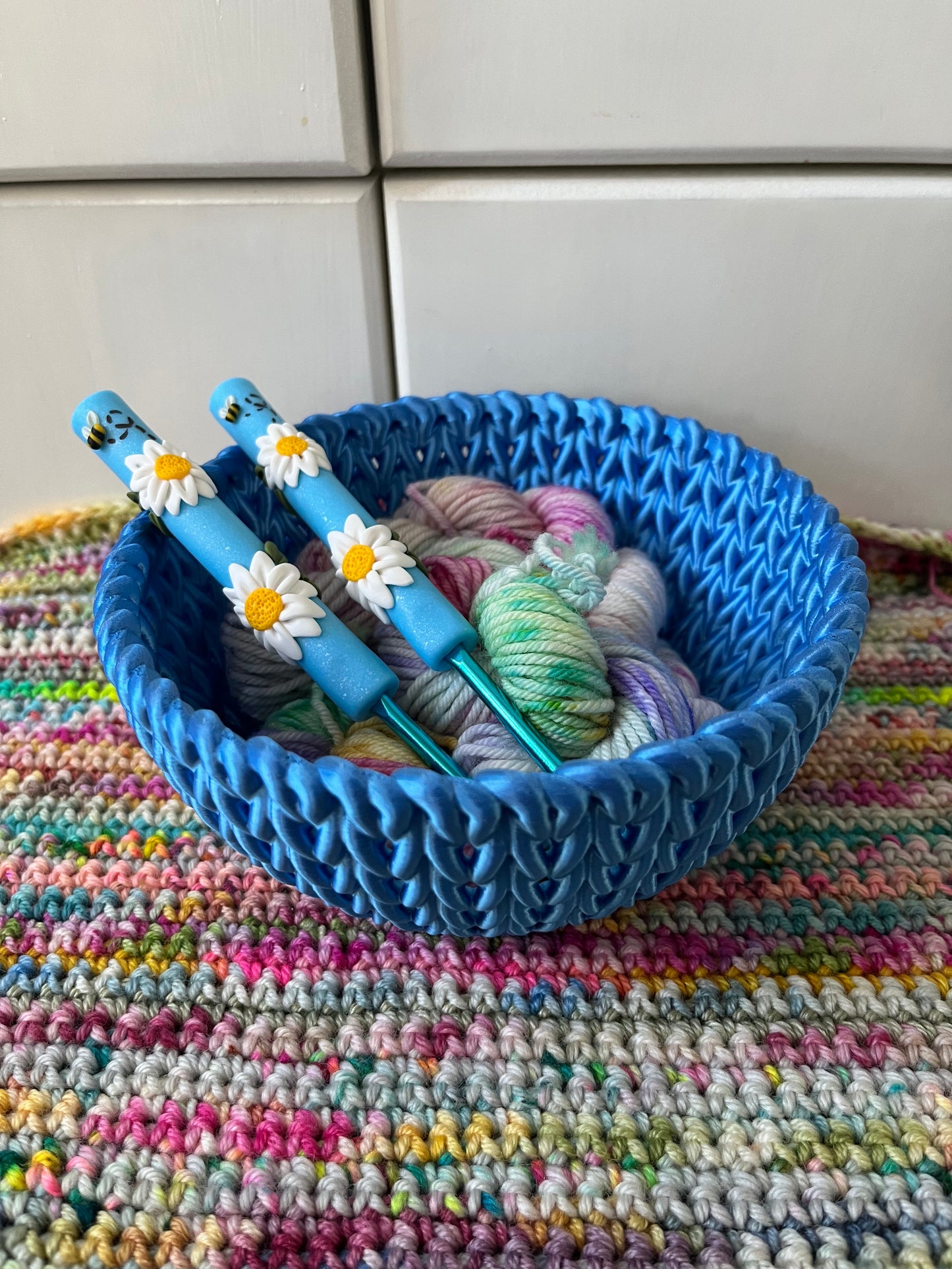 3D Printed Knitted Look Bowl, Yarn Storage Basket, Trinket Dish, Crochet Photo Props