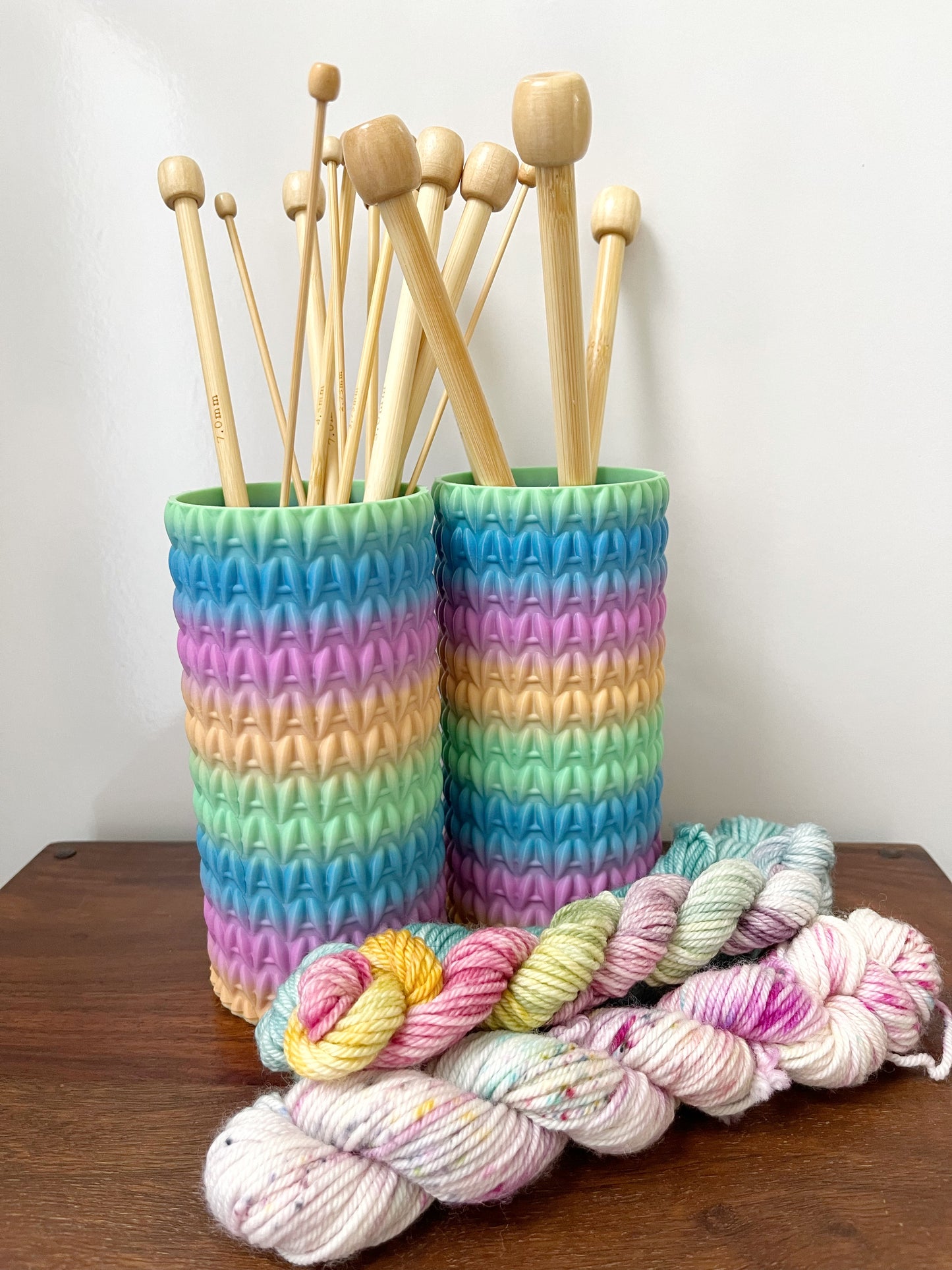 Large 3D Print Knit Look Pot, Knitting Needle Storage Pot, Craft Room Accessories