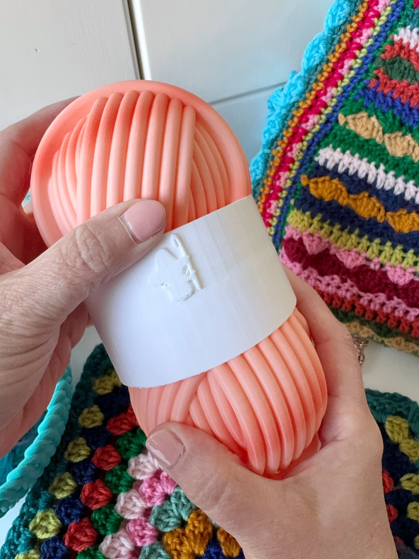 Contrast Band Mystery Pot, 3D Printed Filled Yarn Ball Container