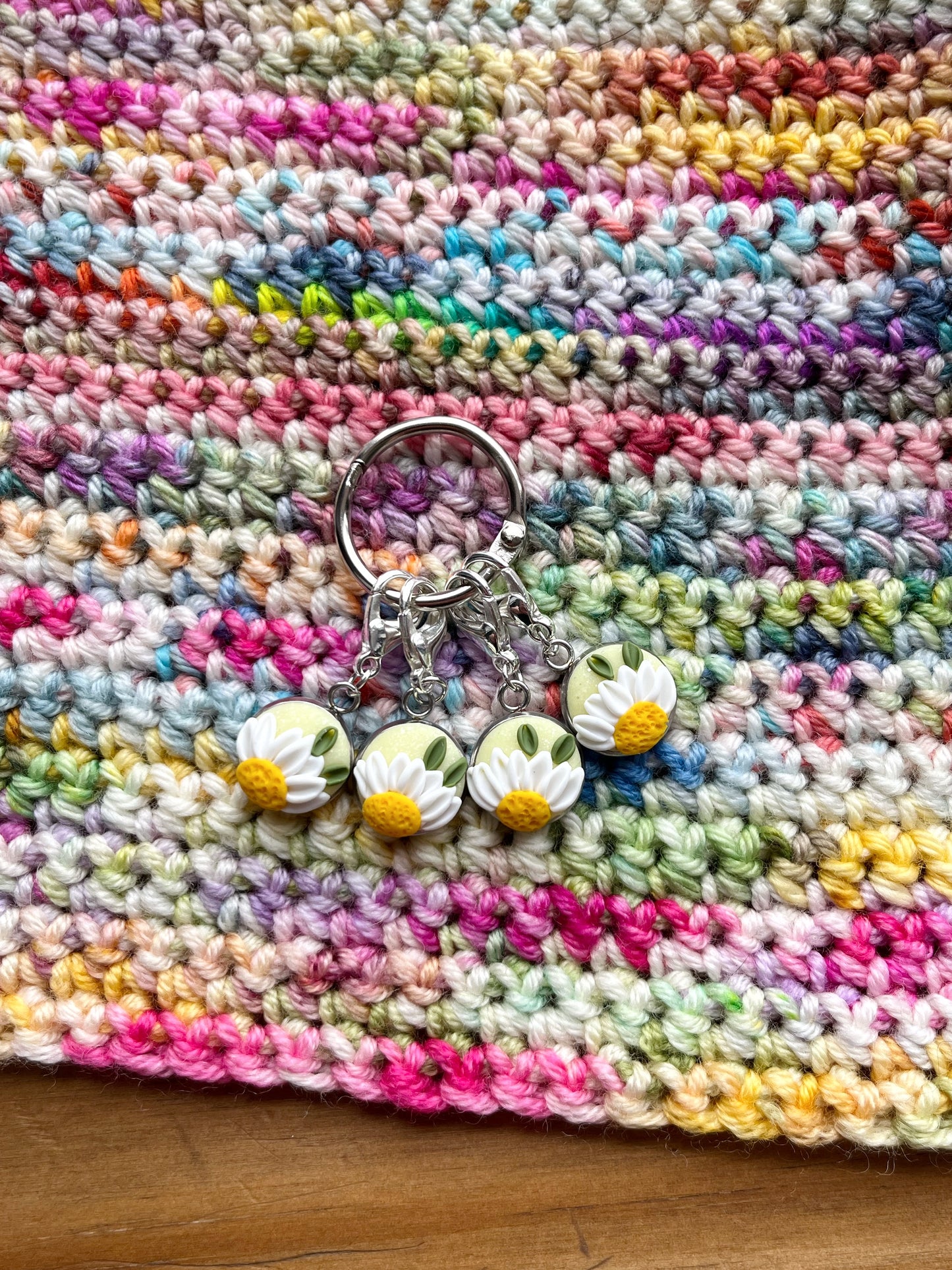 Daisy Stitch Markers, Polymer Clay Flower Progress Keepers, Crochet Markers