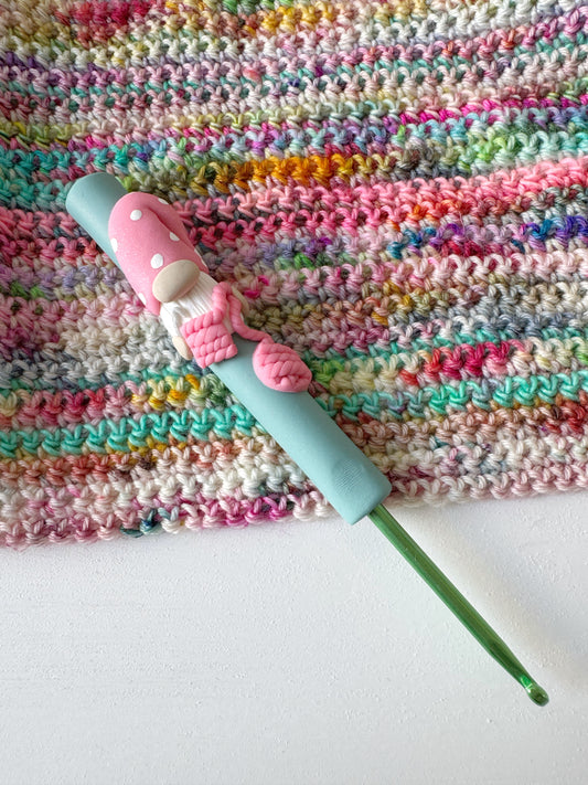 Crocheting Gnome Hook, Polymer Clay Crochet Hook