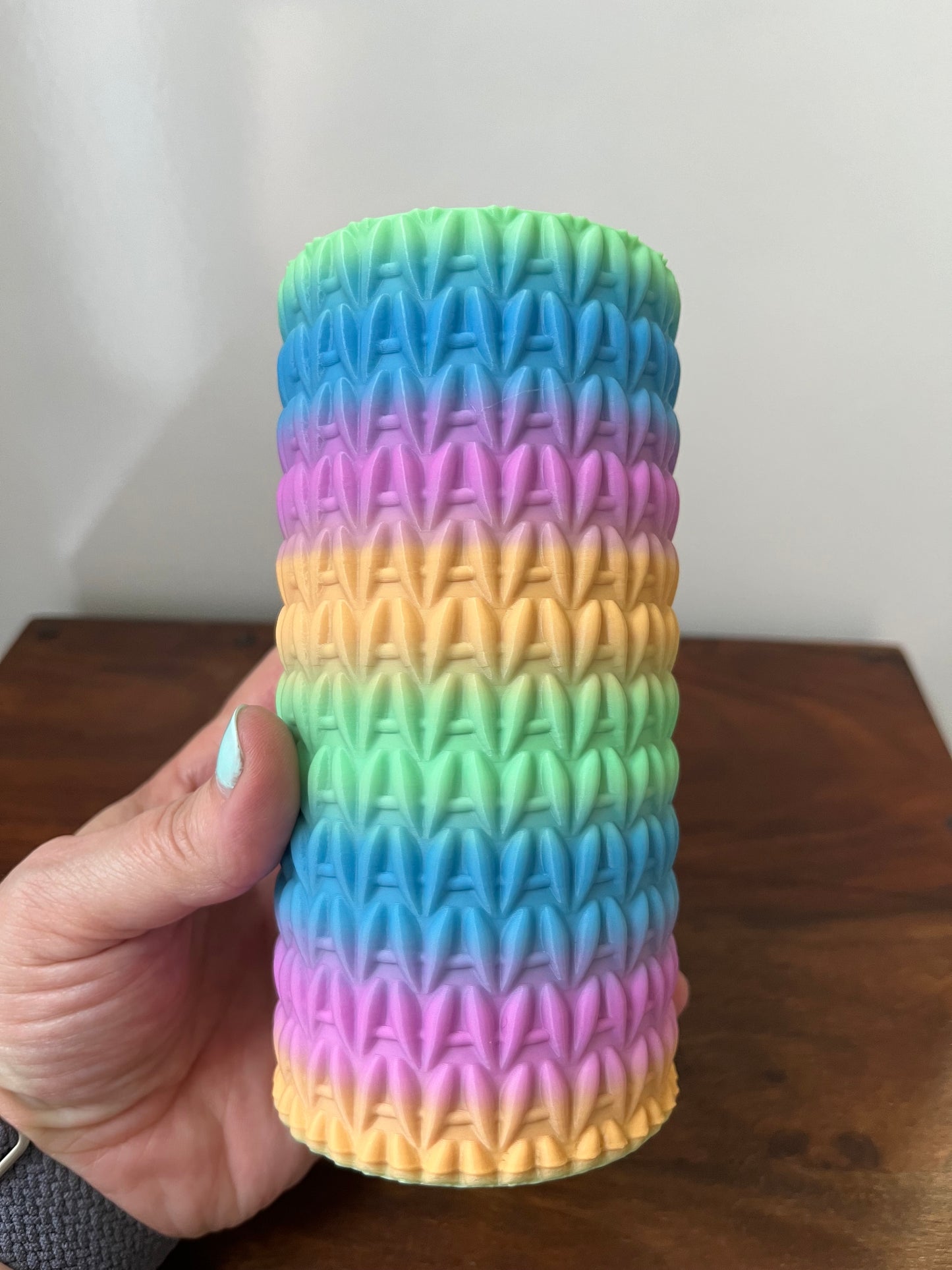 Large 3D Print Knit Look Pot, Knitting Needle Storage Pot, Craft Room Accessories