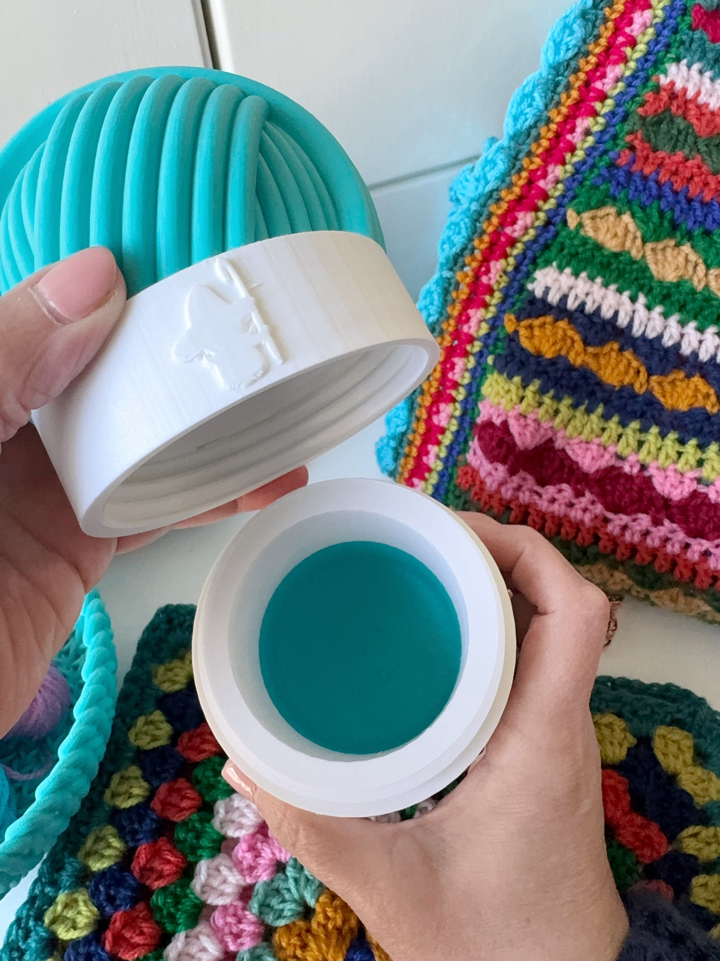 Contrast Band Mystery Pot, 3D Printed Filled Yarn Ball Container