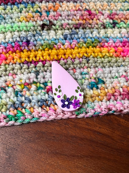 Spring Purple Flower Teardrop Magnetic Needle Minder, Flower Needle Holder, Cross Stitch Acessories