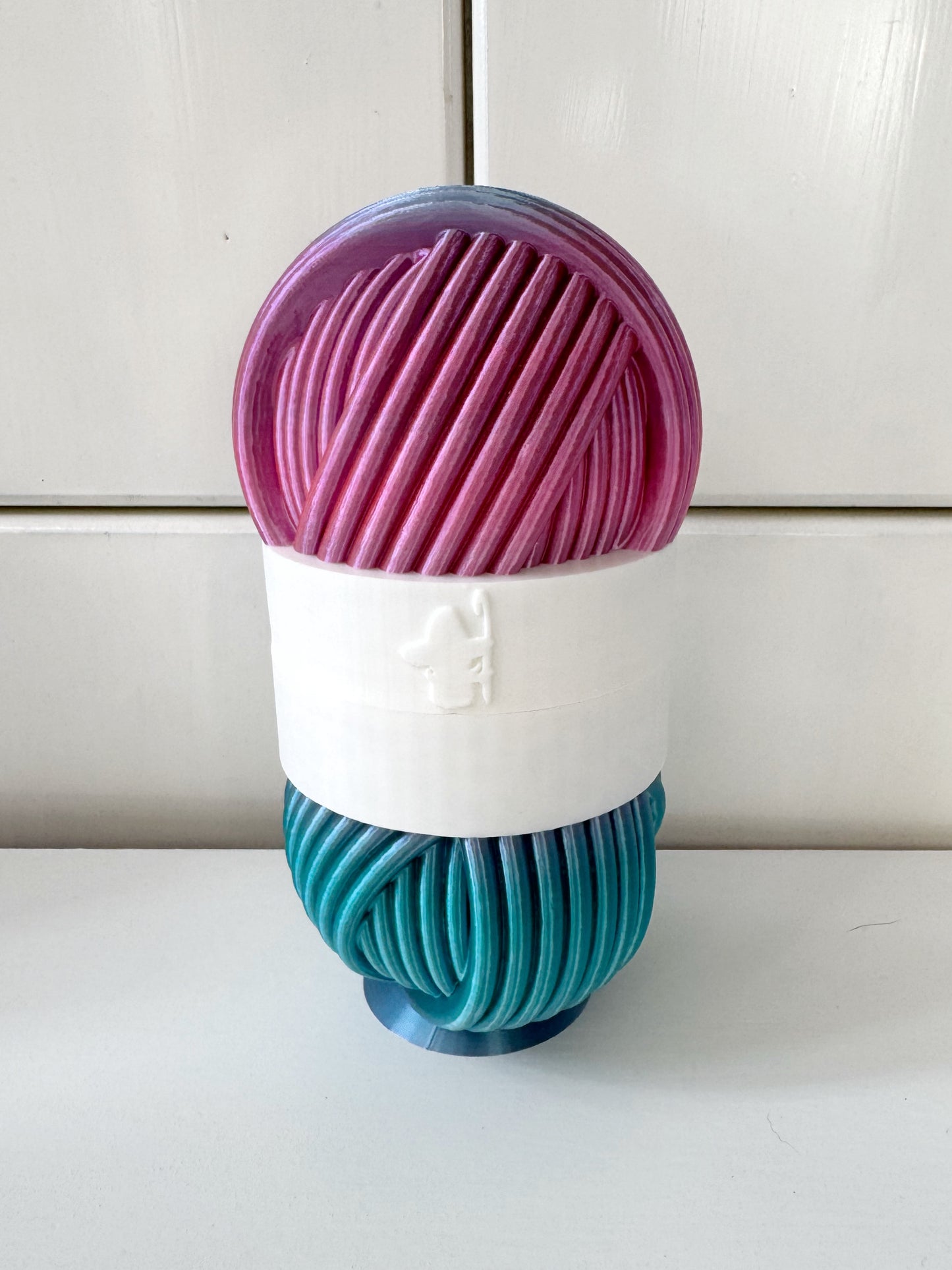 Contrast Band Mystery Pot, 3D Printed Filled Yarn Ball Container