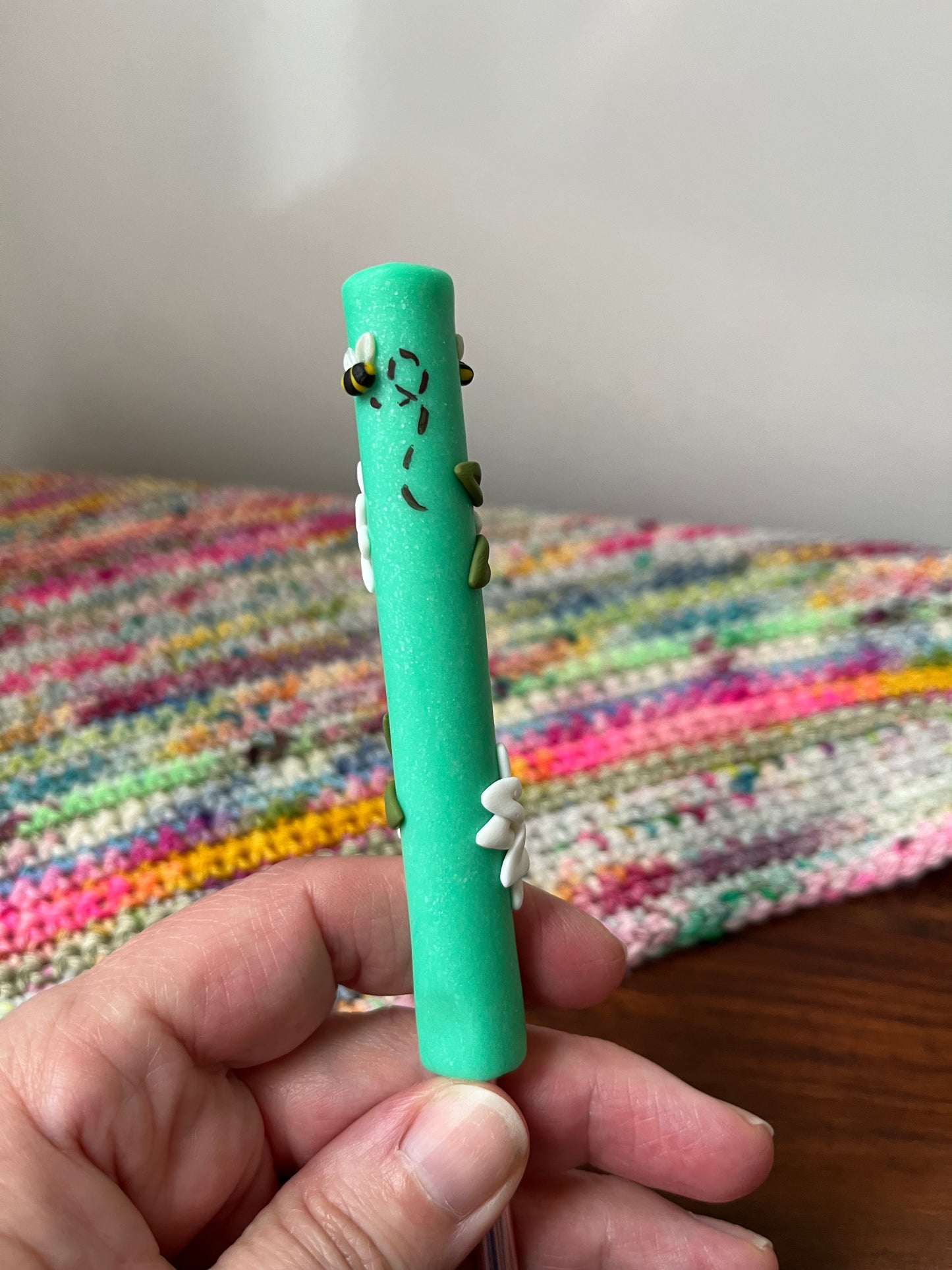 Daisy Polymer Clay Crochet Hook, Covered Crochet hooks, Yarn Craft Accessories