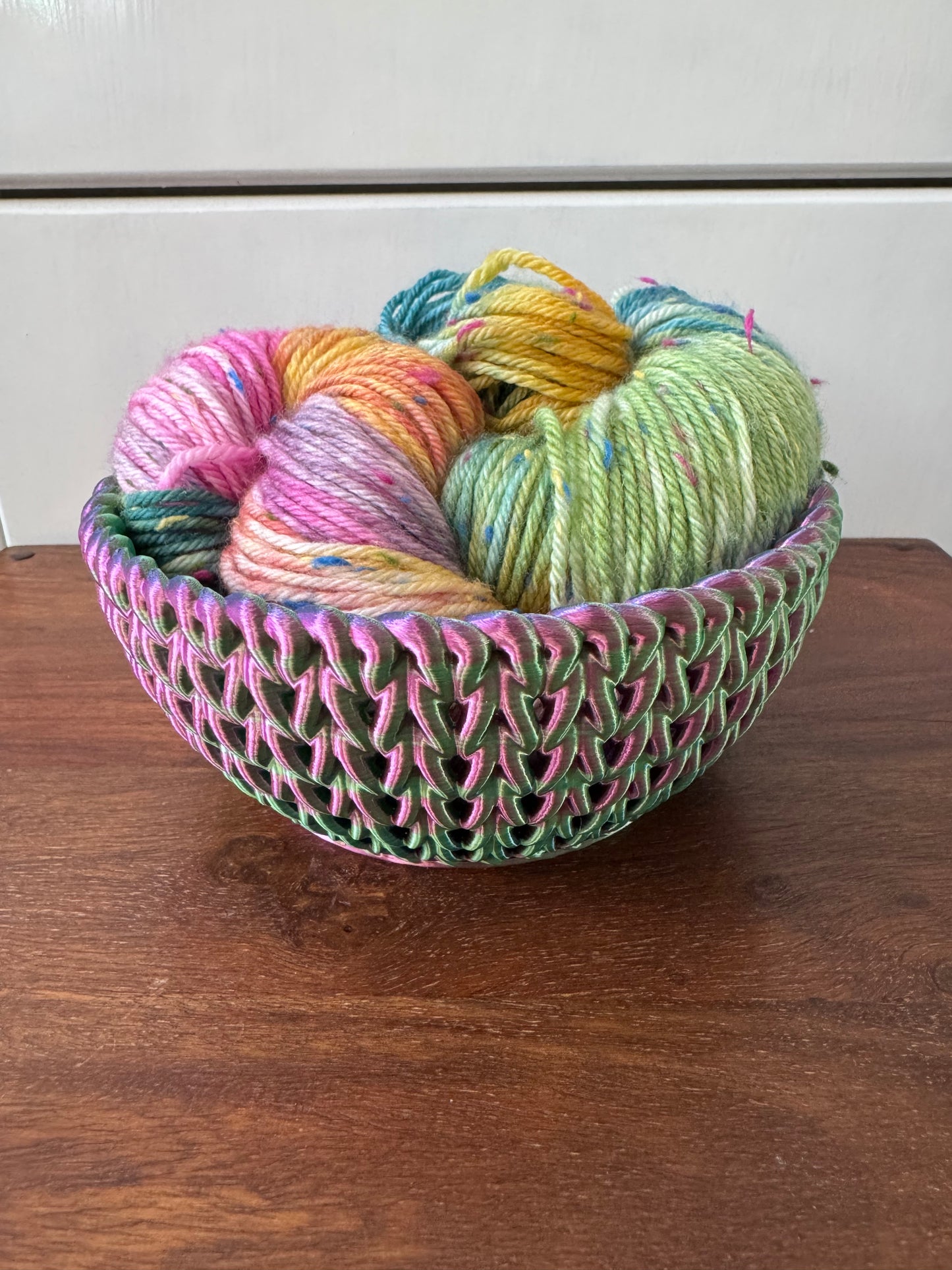 3D Printed Knitted Look Bowl, Yarn Storage Basket, Trinket Dish, Crochet Photo Props