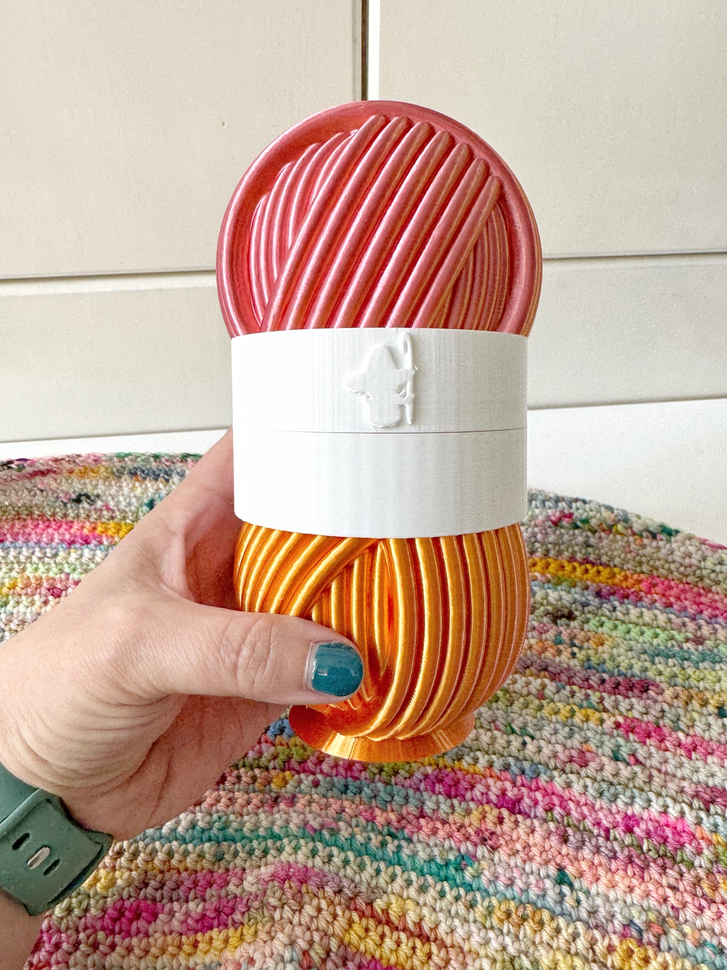 Contrast Band Mystery Pot, 3D Printed Filled Yarn Ball Container