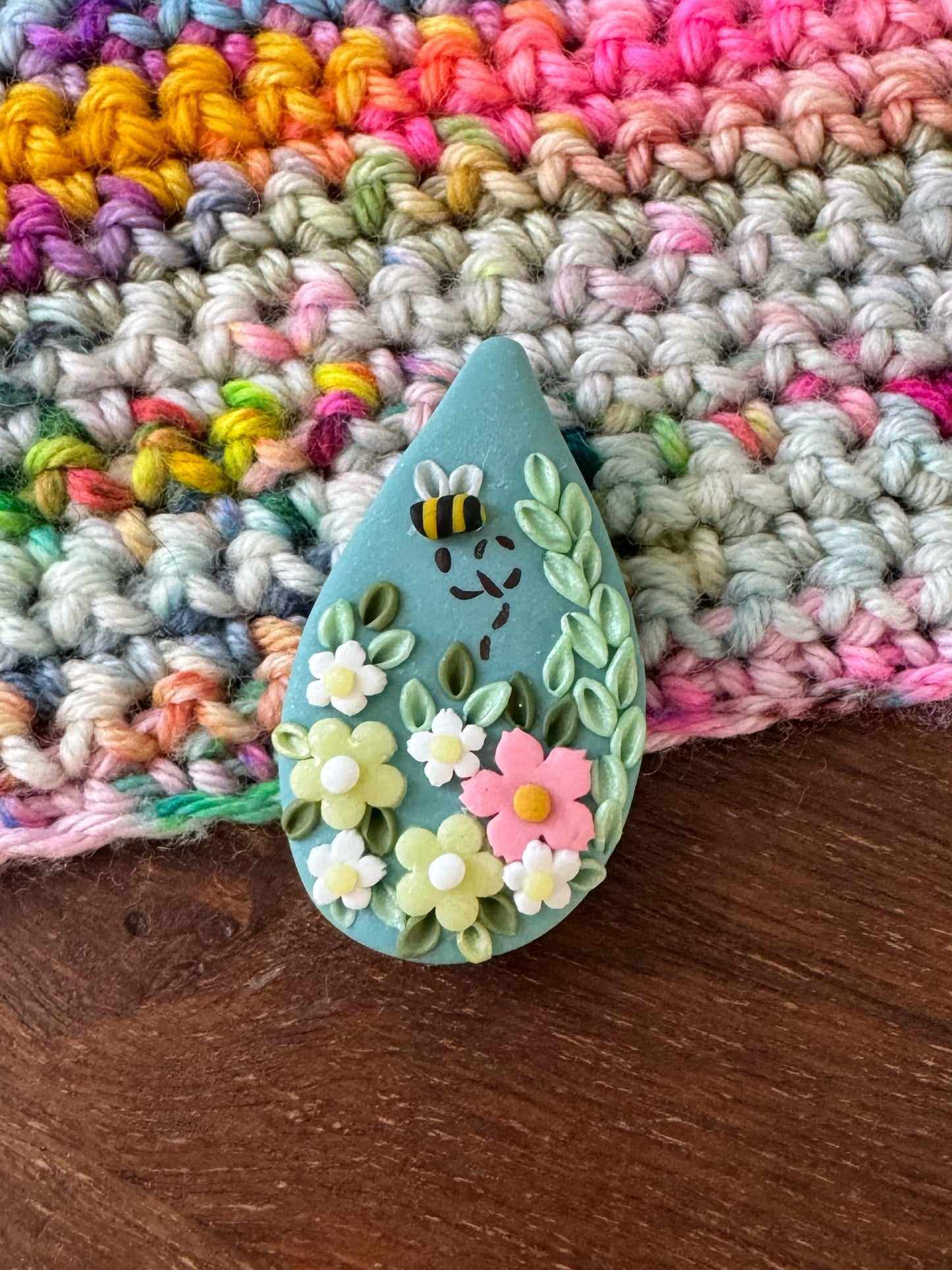 Sea Green Wildfower Needle Minder, Floral Magnetic Needle Minder