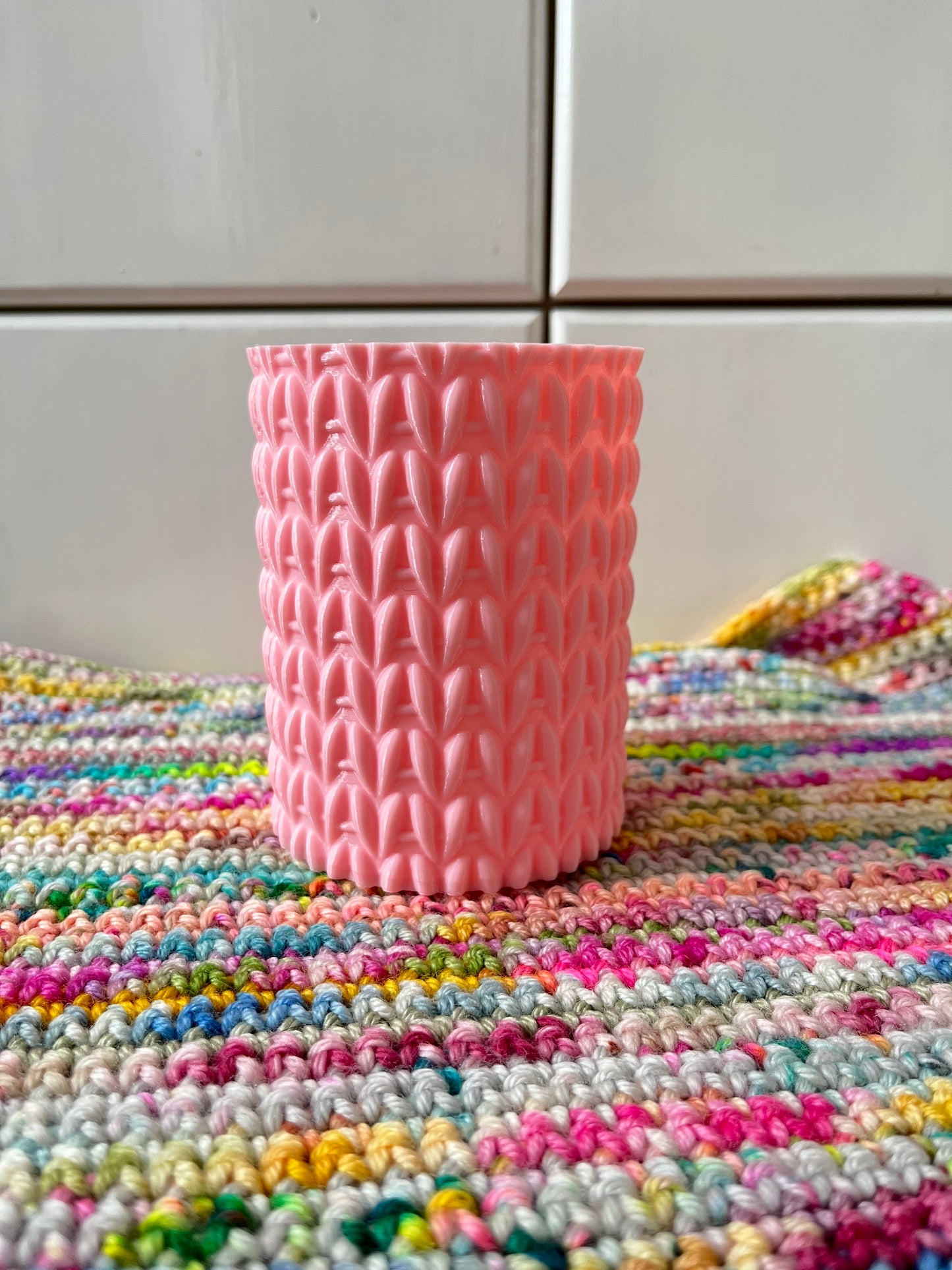 3D Printed Knitted Look Crochet Hook Pot, Crochet Hook Pen Storage Pot