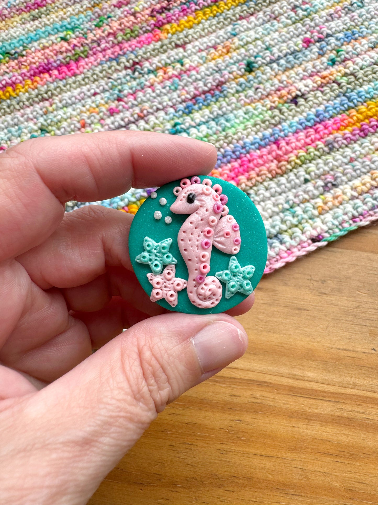 Jade Seahorse Needle Minder, Sewing Magnet, Magnetic Cover Minder