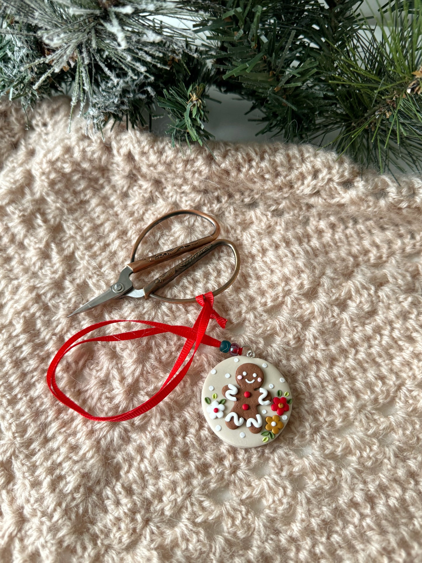 Gingerbread Man Scissor Fob, Christmas Scissor Fob