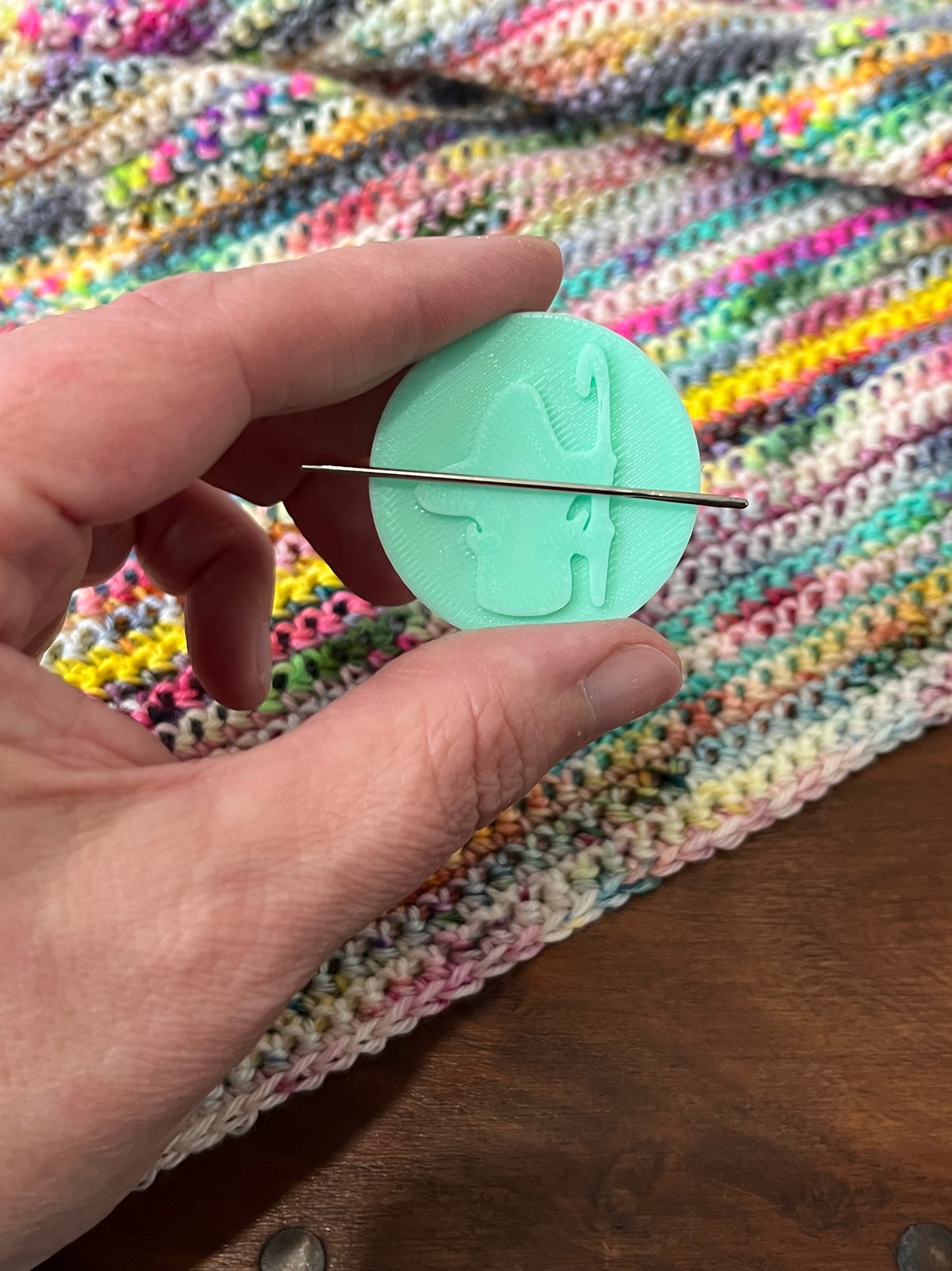 Mint Green Embossed Needle Minder, 3D Printed Magnetic Needle Minder