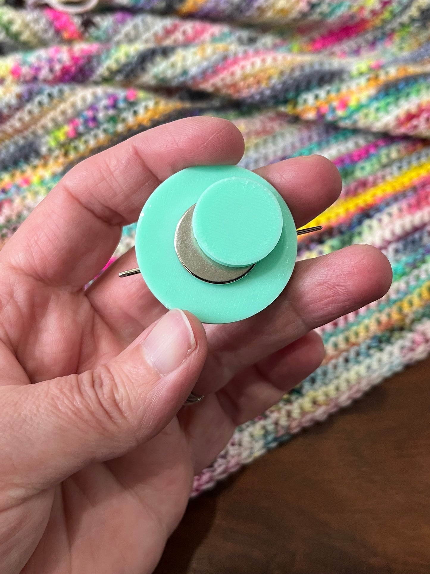 Mint Green Embossed Needle Minder, 3D Printed Magnetic Needle Minder