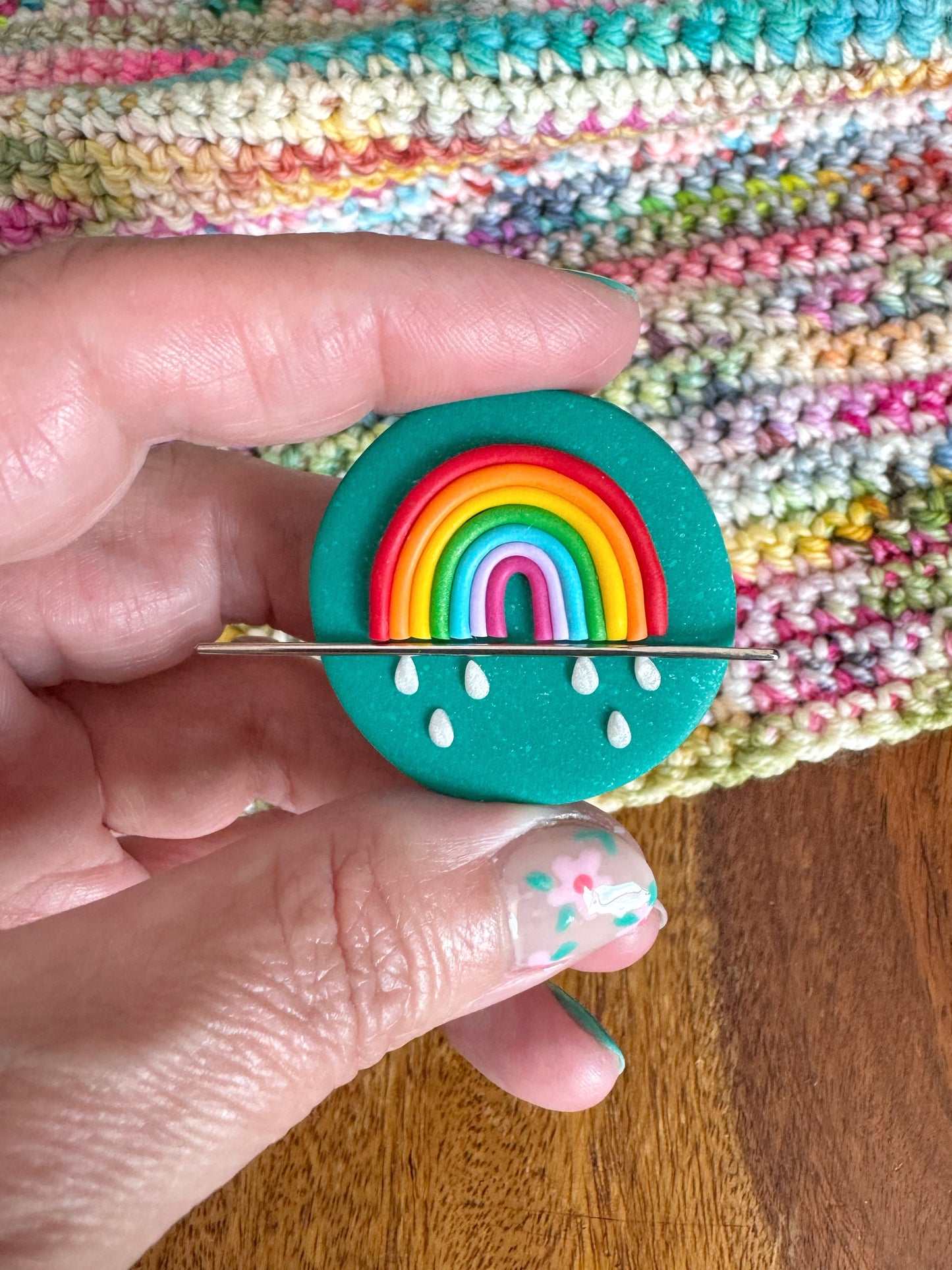Jade Rainbow Needle Minder, Magnetic Needle Holder, Cross Stitch Sewing Magnet