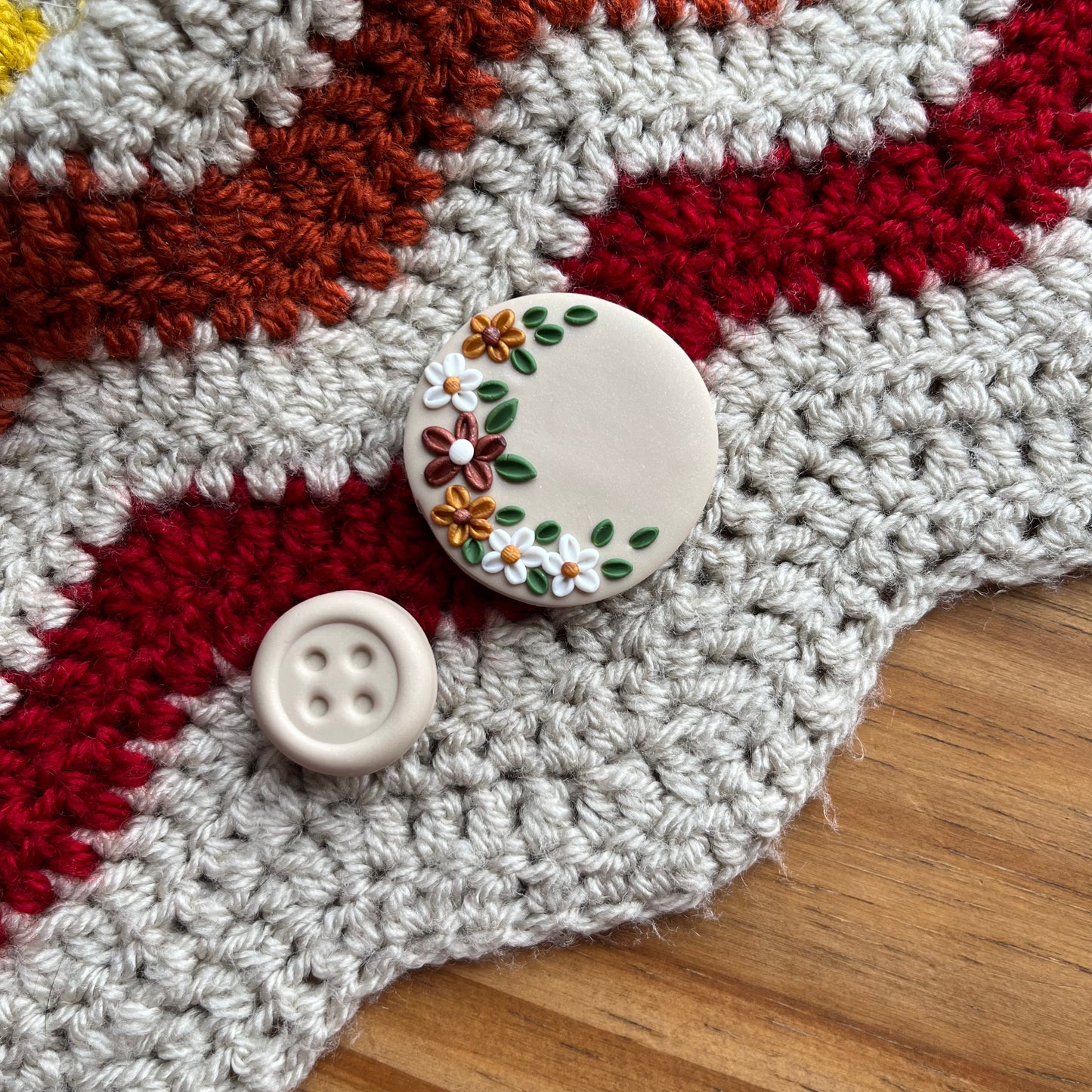 Autumn appliqué flower magnetic needle minder, needle holder, cross stitch magnet