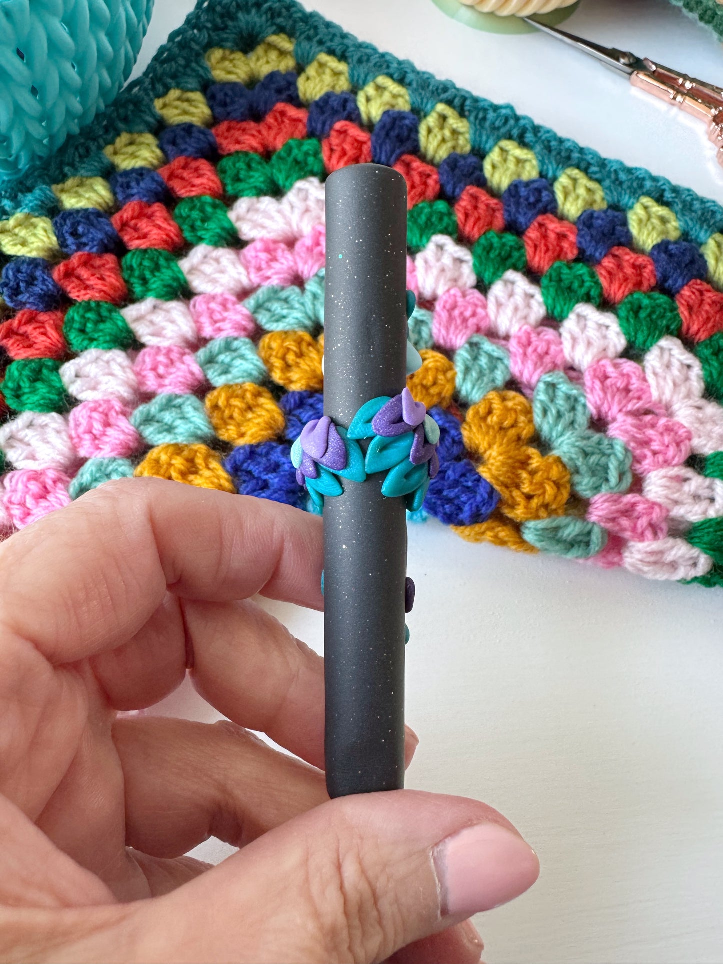 Purple and Blue Phoenix Crochet Hook, Mythical Creature Fantasy Crochet Hook