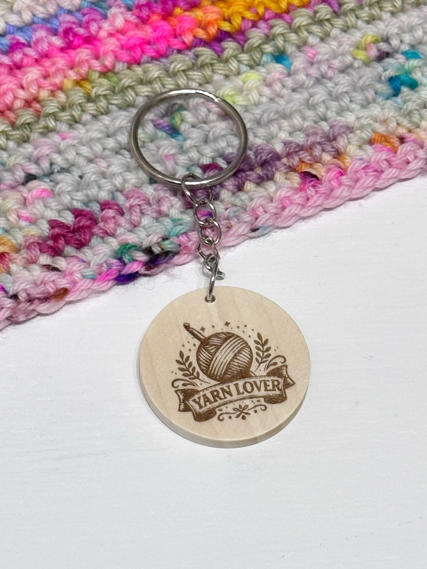 Wooden Disc Keyring – Yarn Lover Accessories for Knitters and Crocheters