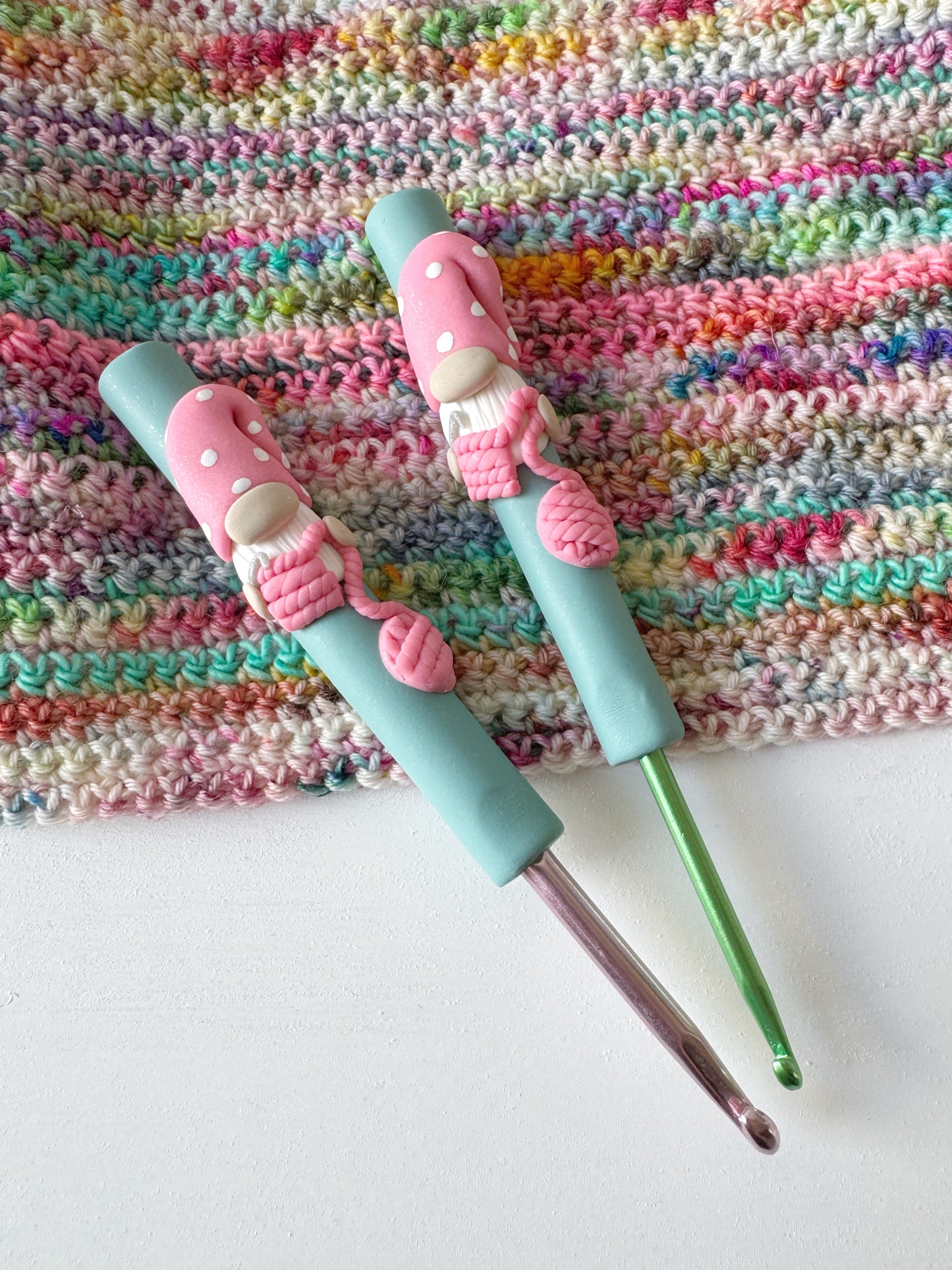 Crocheting Gnome Hook, Polymer Clay Crochet Hook