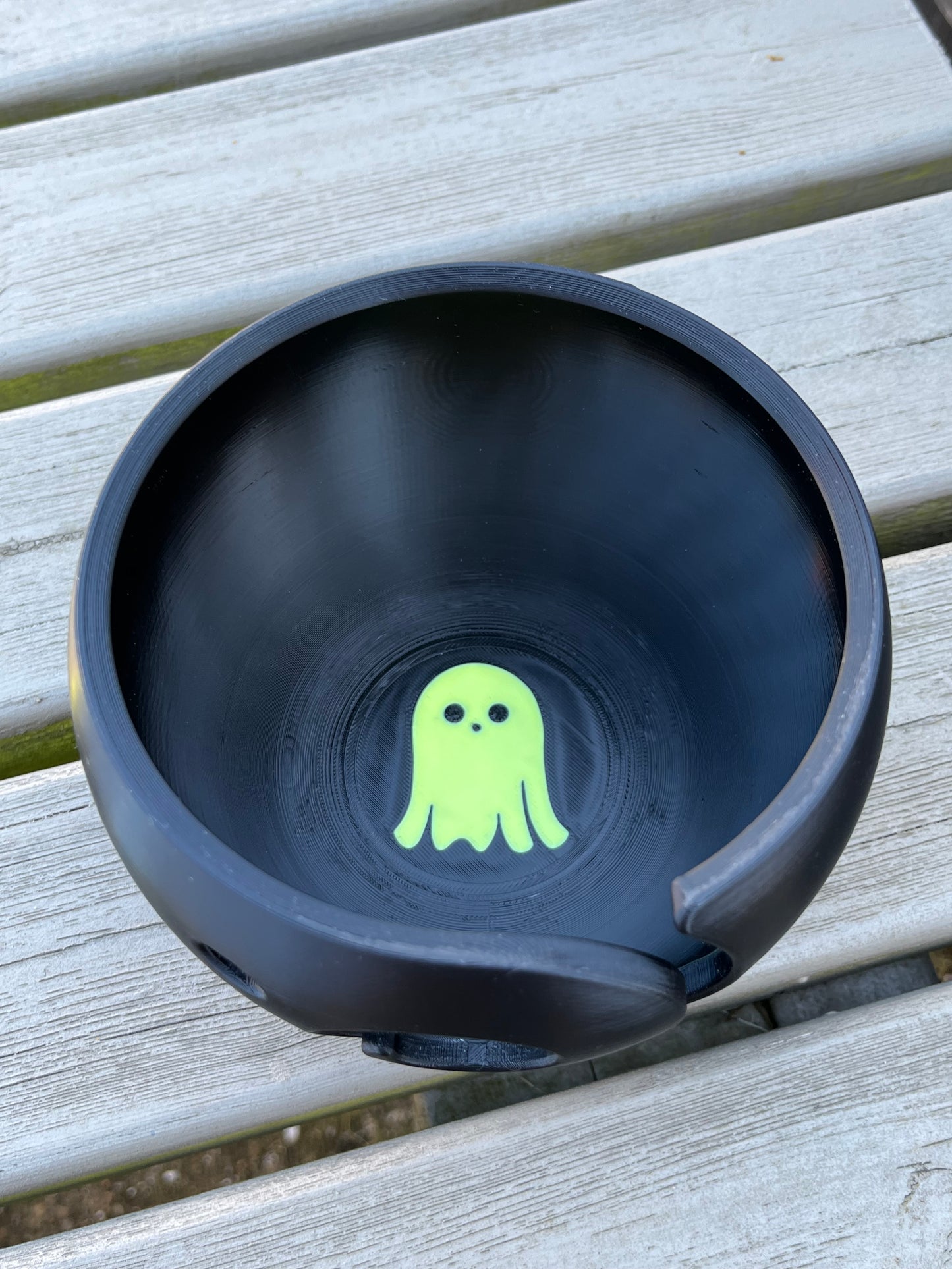 Glow in the Dark Ghost Yarn Bowl, 3D Printed Kawaii Ghost Yarn Bowl
