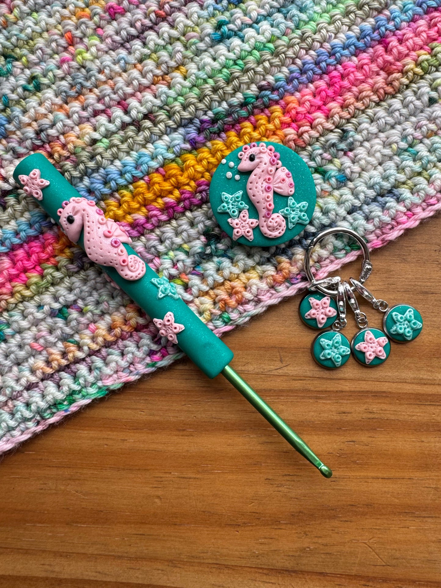 Jade Seahorse Crochet Hook, Starfish Ergonomic Crochet Hook