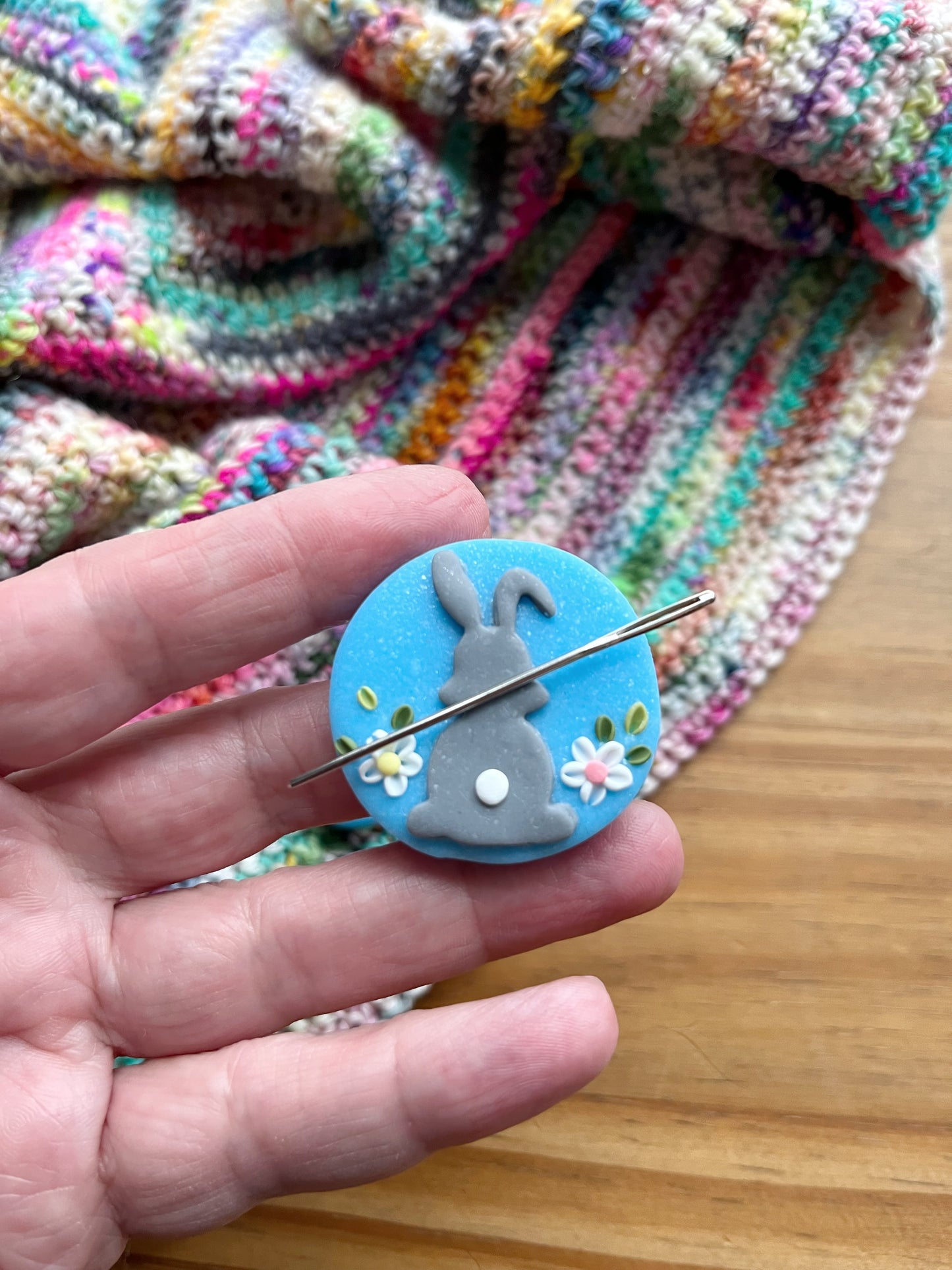 Easter bunny needle minder, needle keeper, magnetic needle holder, spring craft magnet, pin holder, cross stitch accessories