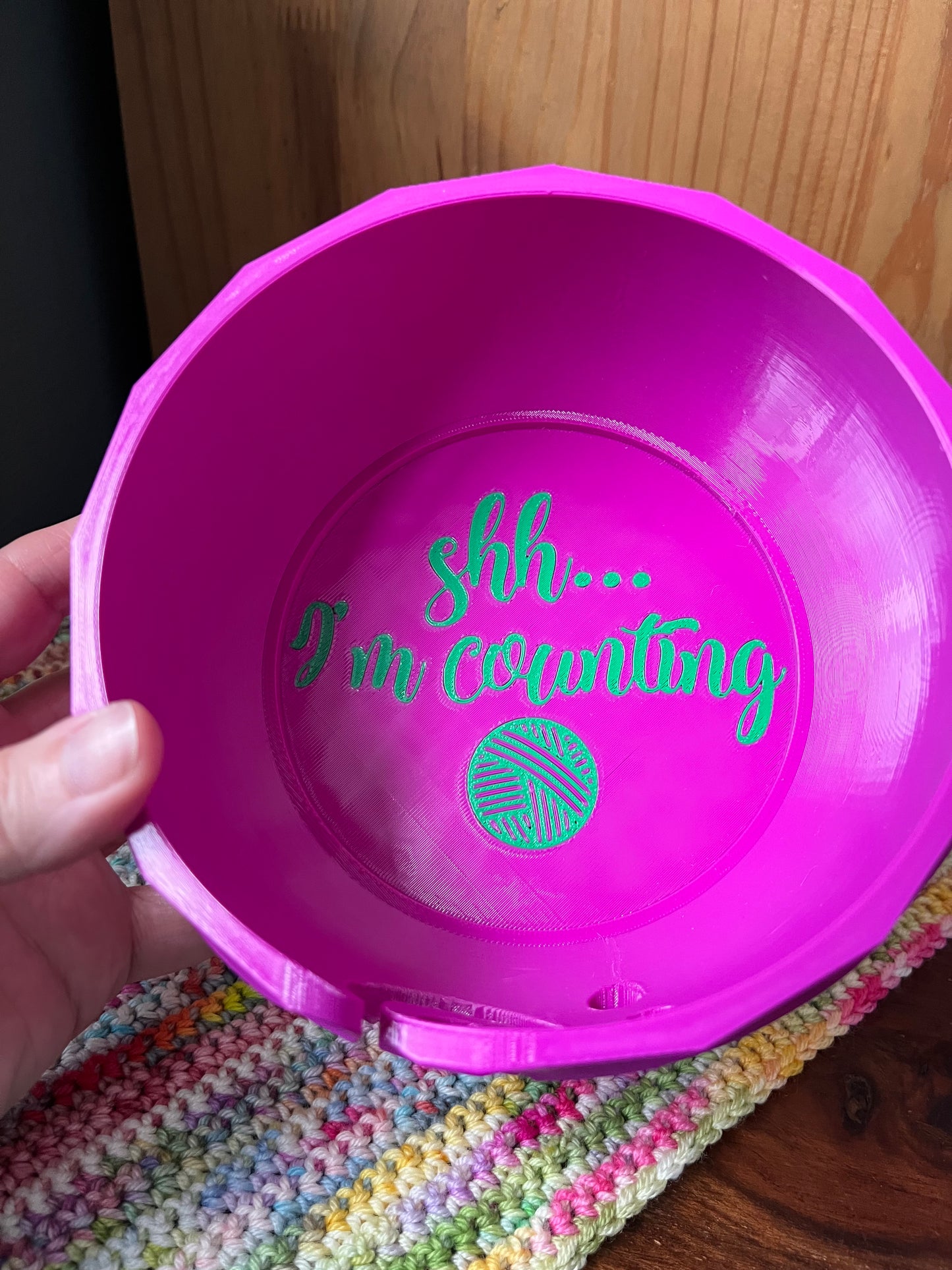 Shh I’m Counting Magenta Twisted 3D Printed Yarn Bowl