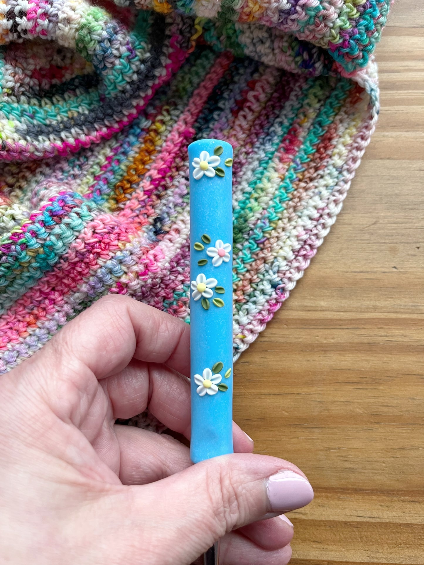 Easter bunny polymer clay crochet hook, ergonomic crochet hooks