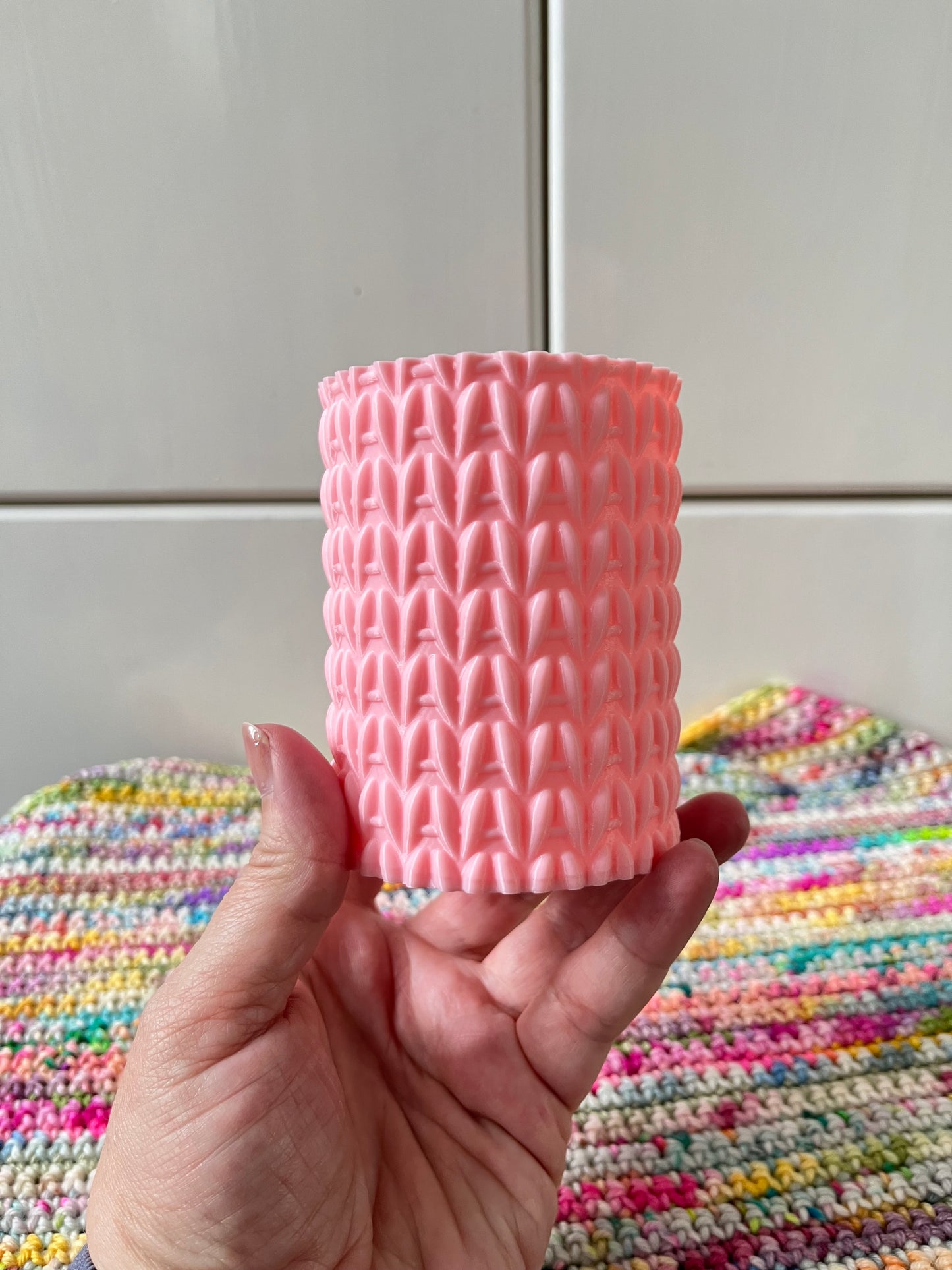 3D Printed Knitted Look Crochet Hook Pot, Crochet Hook Pen Storage Pot