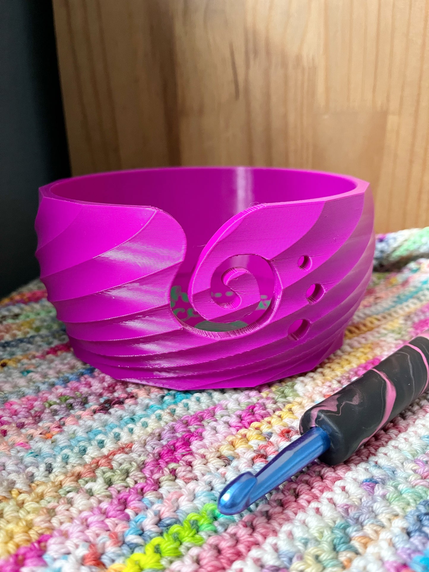 Shh I’m Counting Magenta Twisted 3D Printed Yarn Bowl