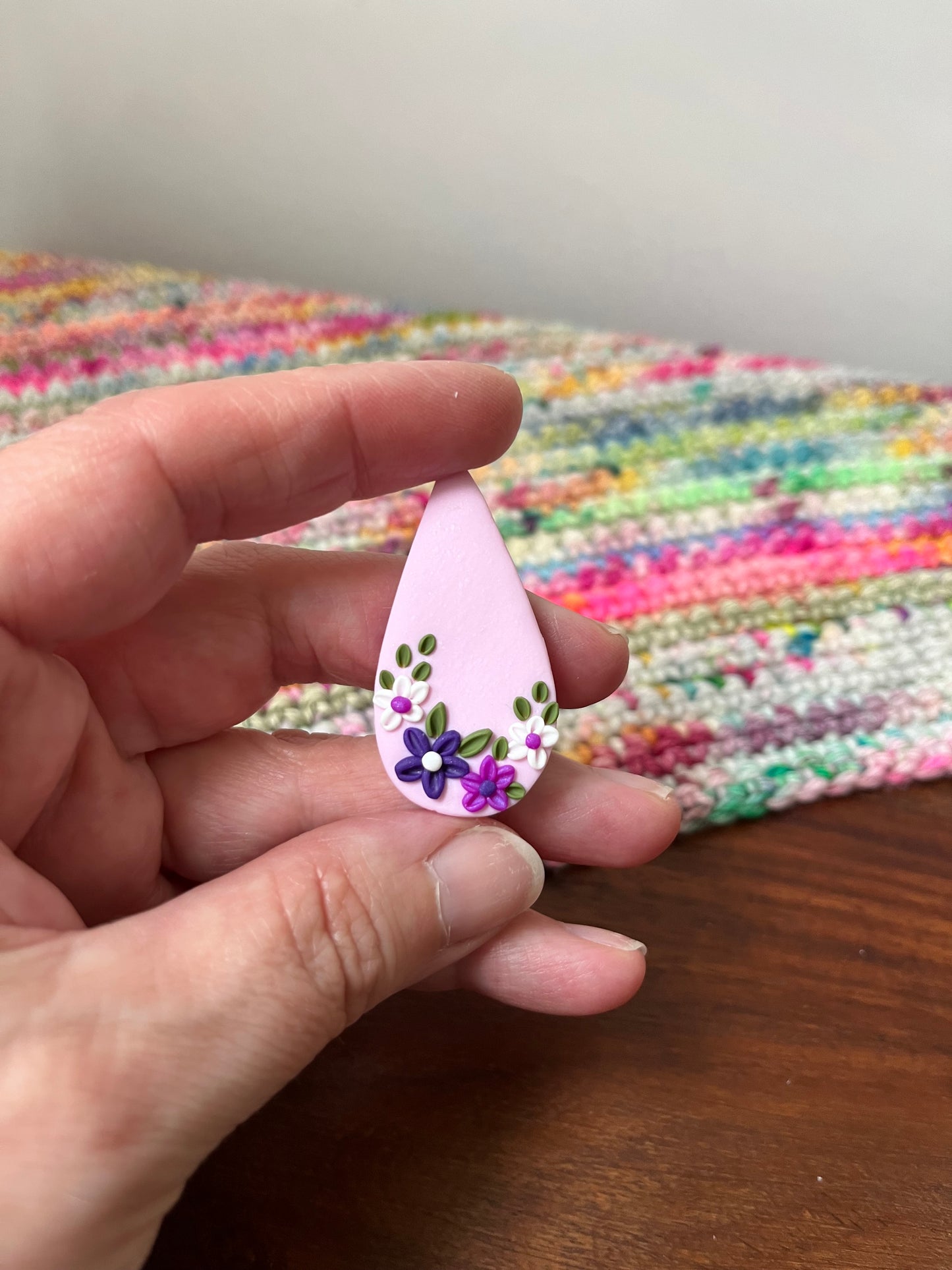 Spring Purple Flower Teardrop Magnetic Needle Minder, Flower Needle Holder, Cross Stitch Acessories