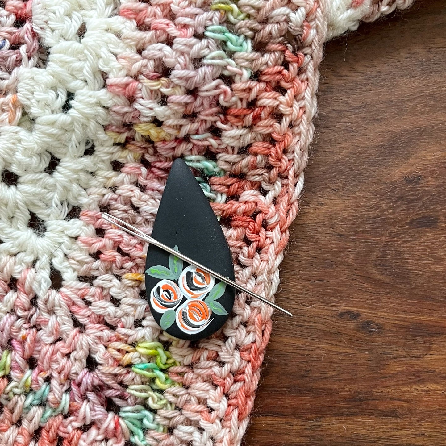 Orange Rose Teardrop Needle Minder