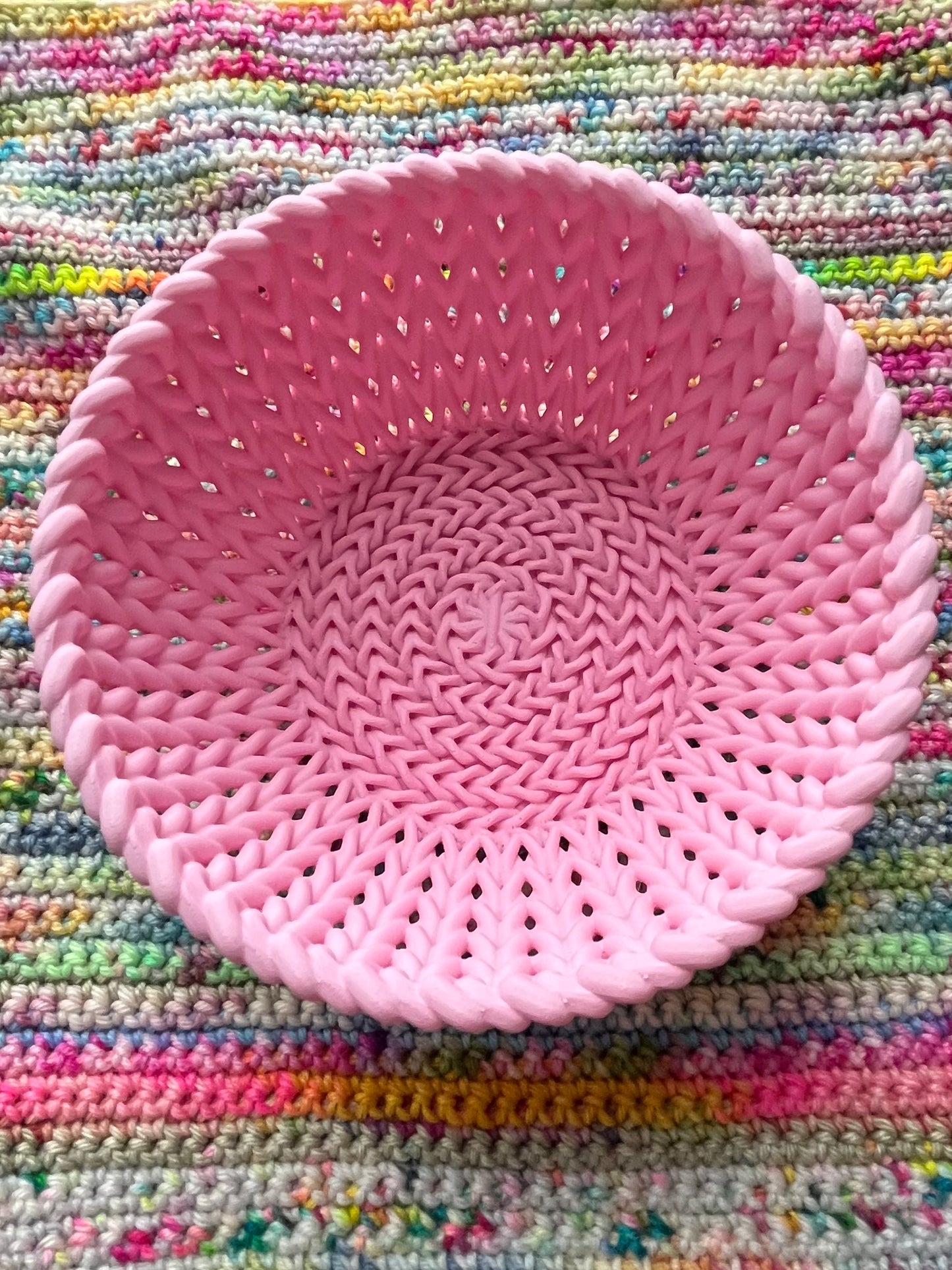 3D Printed Knitted Look Bowl, Yarn Storage Basket, Trinket Dish, Crochet Photo Props